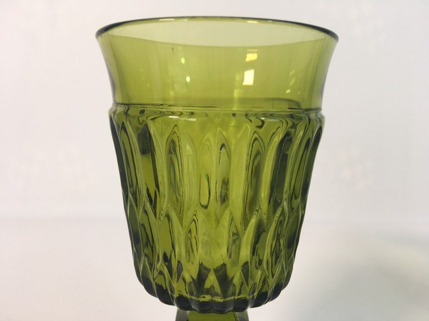Vintage Wine Glasses Indiana Glass Mt Vernon Green Avocado Glasses
