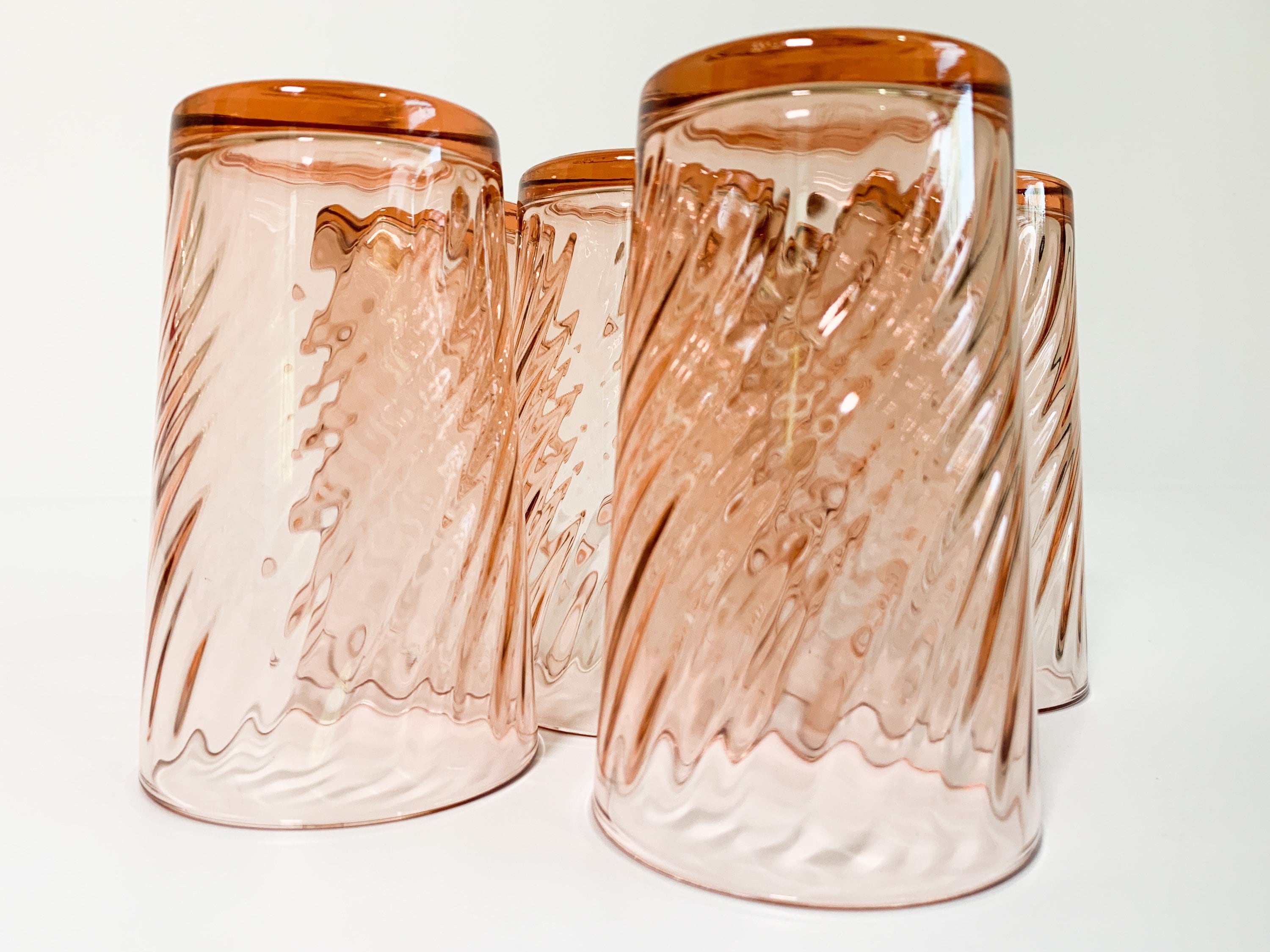 Vintage Set Of 6 Roasline Luminarc France Pink Drinking Glasses 6 Late Mid Century Tumblers