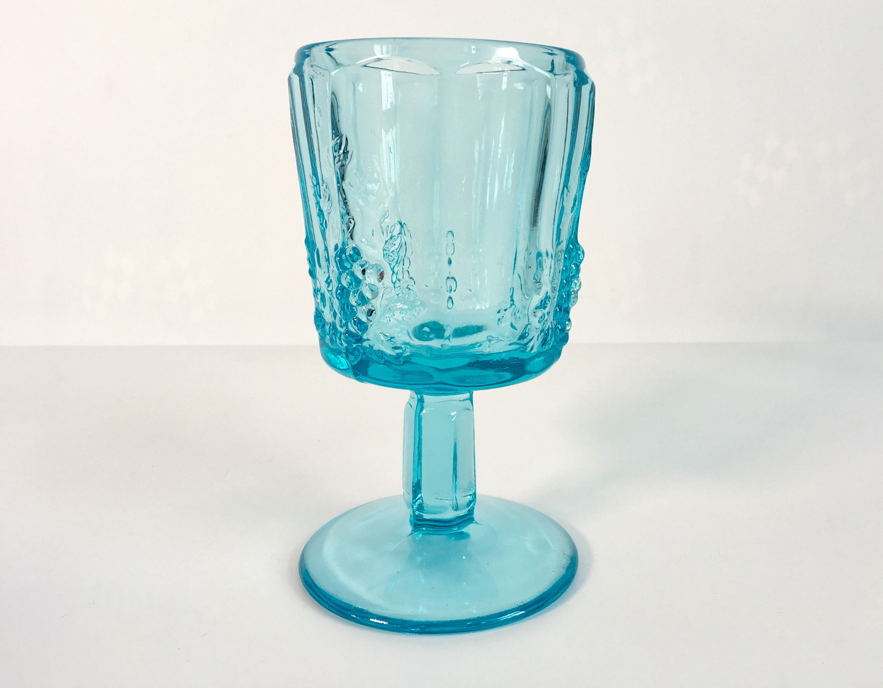 Paneled Grape Glass by Westmoreland Vintage Aqua Blue Grape Motif