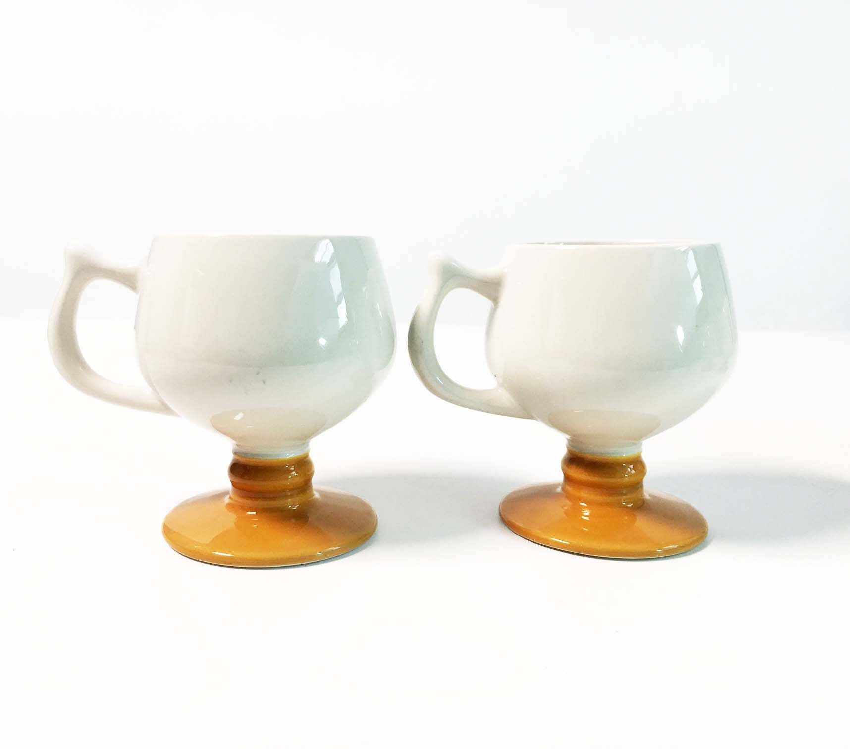 Set of 4 Vintage Hall Stoneware Mugs No. 2274 Cream Tan Brown