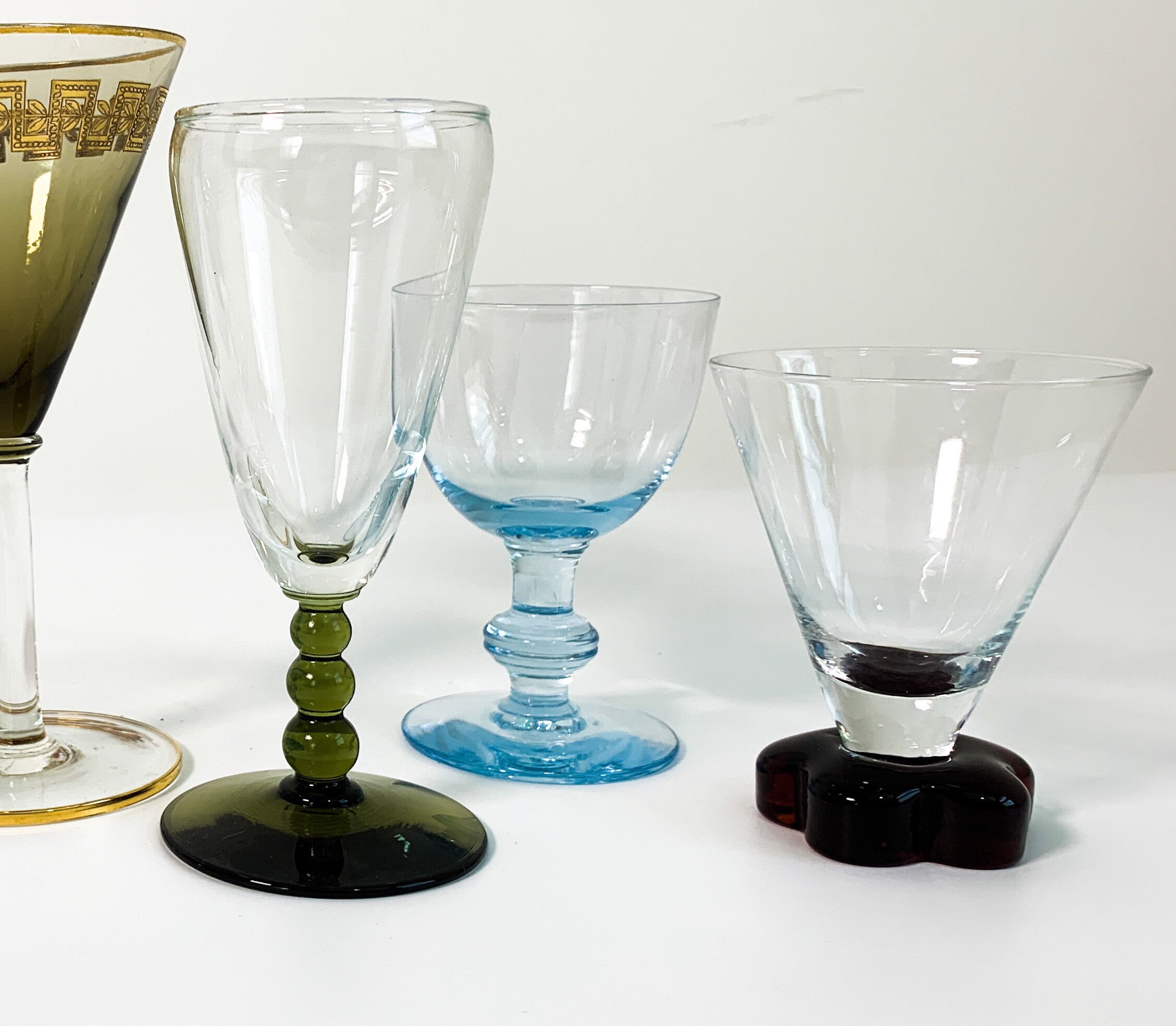 2nd Time Around Vintage Set 6 Multi Color Cocktail Liquor Glasses