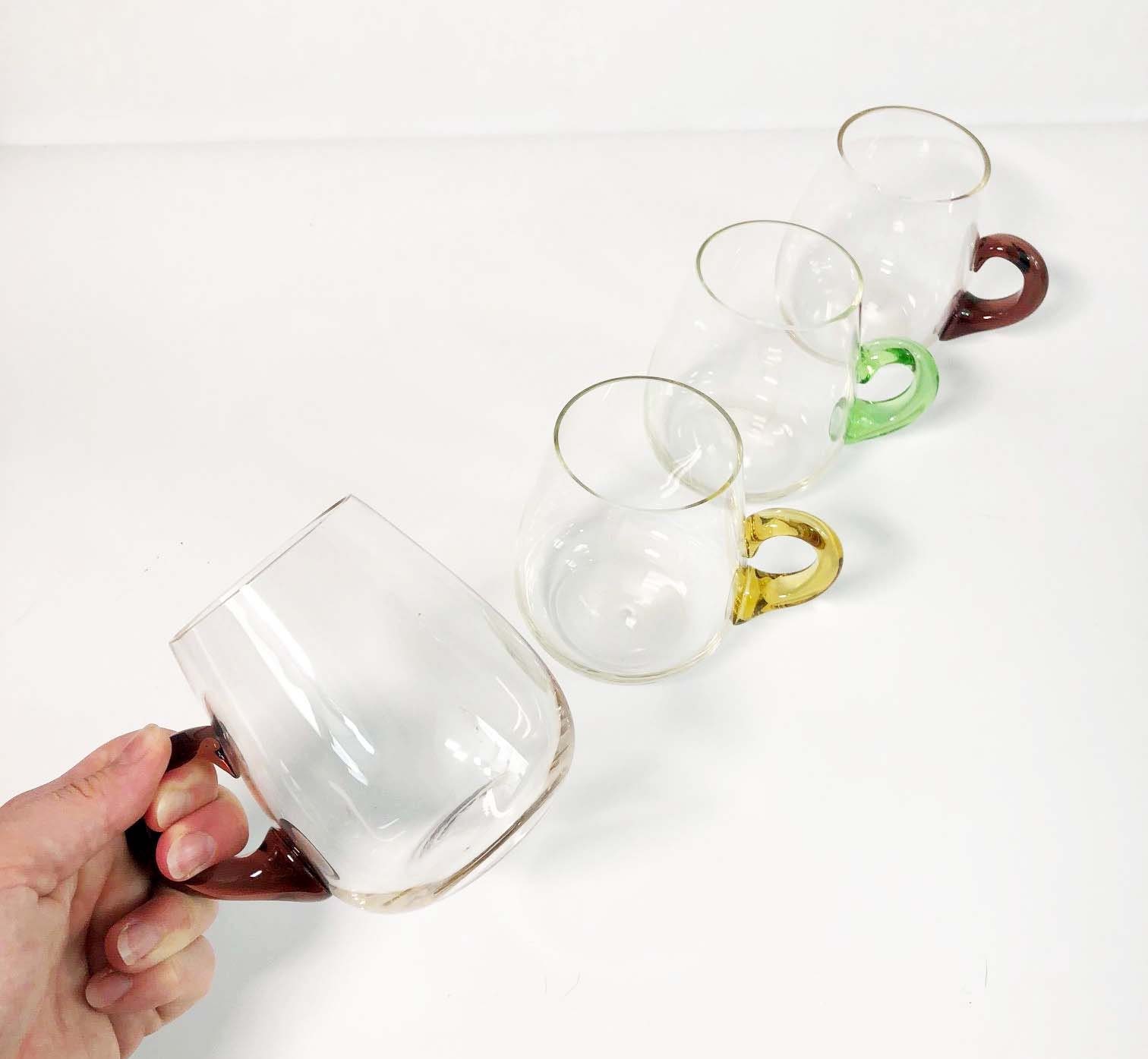 Vintage Hand Blown Glass Coffee or Beer Mugs - Set of 4 ...