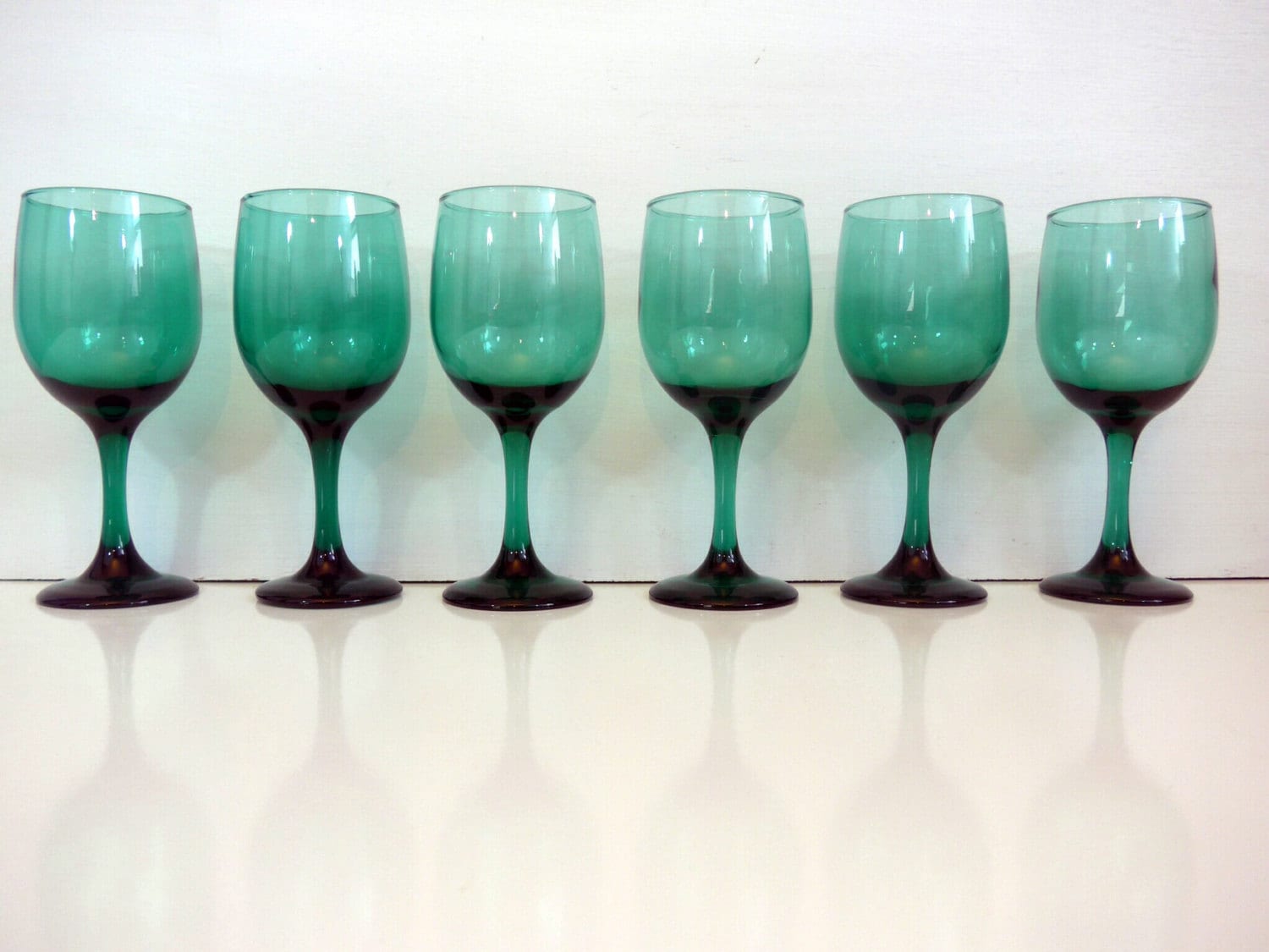 6 Vintage Libbey Juniper Green Water Glasses or Wine Glasses Vintage
