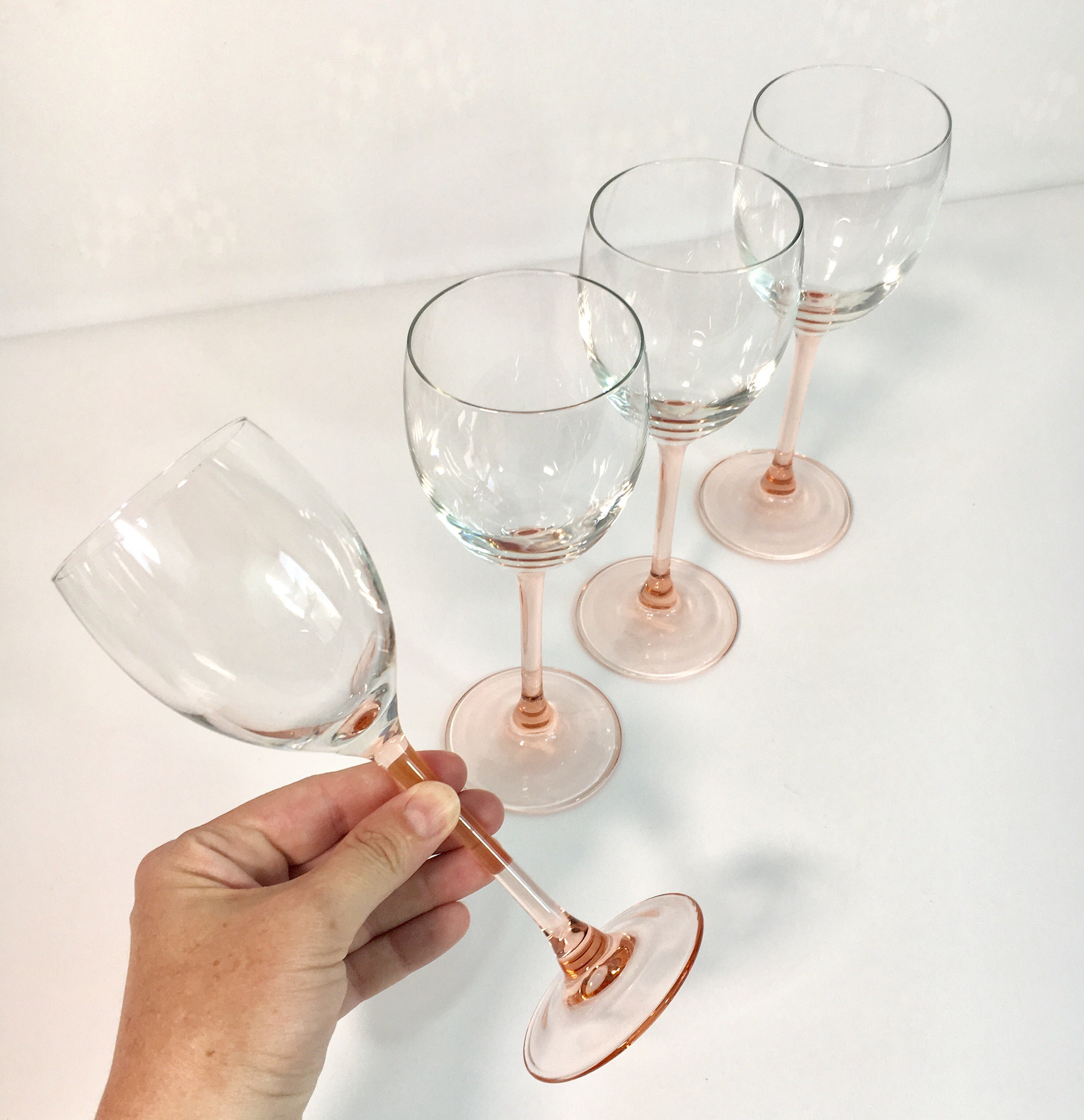 Vintage Set of 4 Luminarc Wine Glasses or Goblets 4 Pink Blush