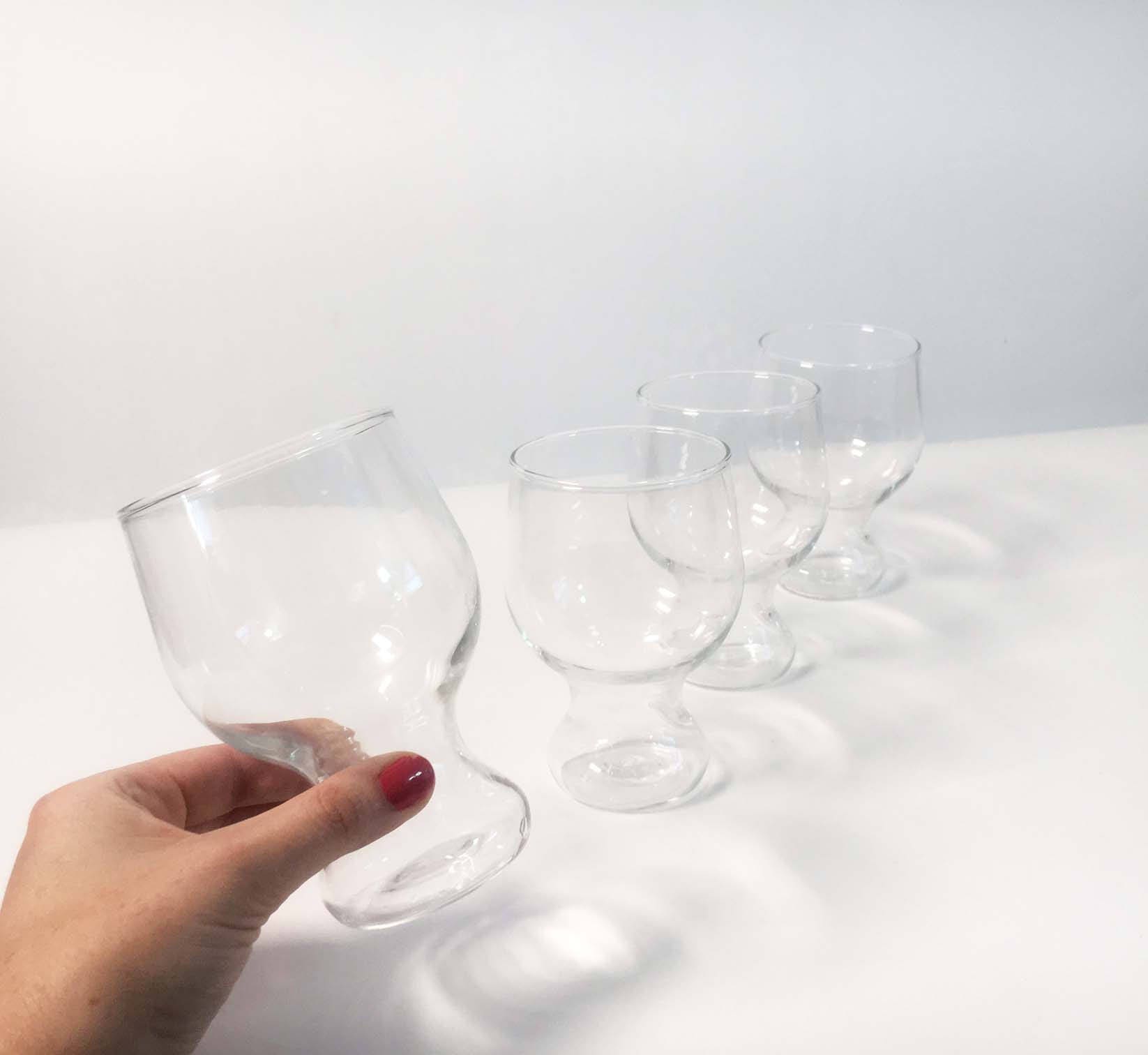 Set of 4 Vintage Federal Glass Beer Glasses Retro Steiners Clear 16 oz. 4 Funky Beer Stemware