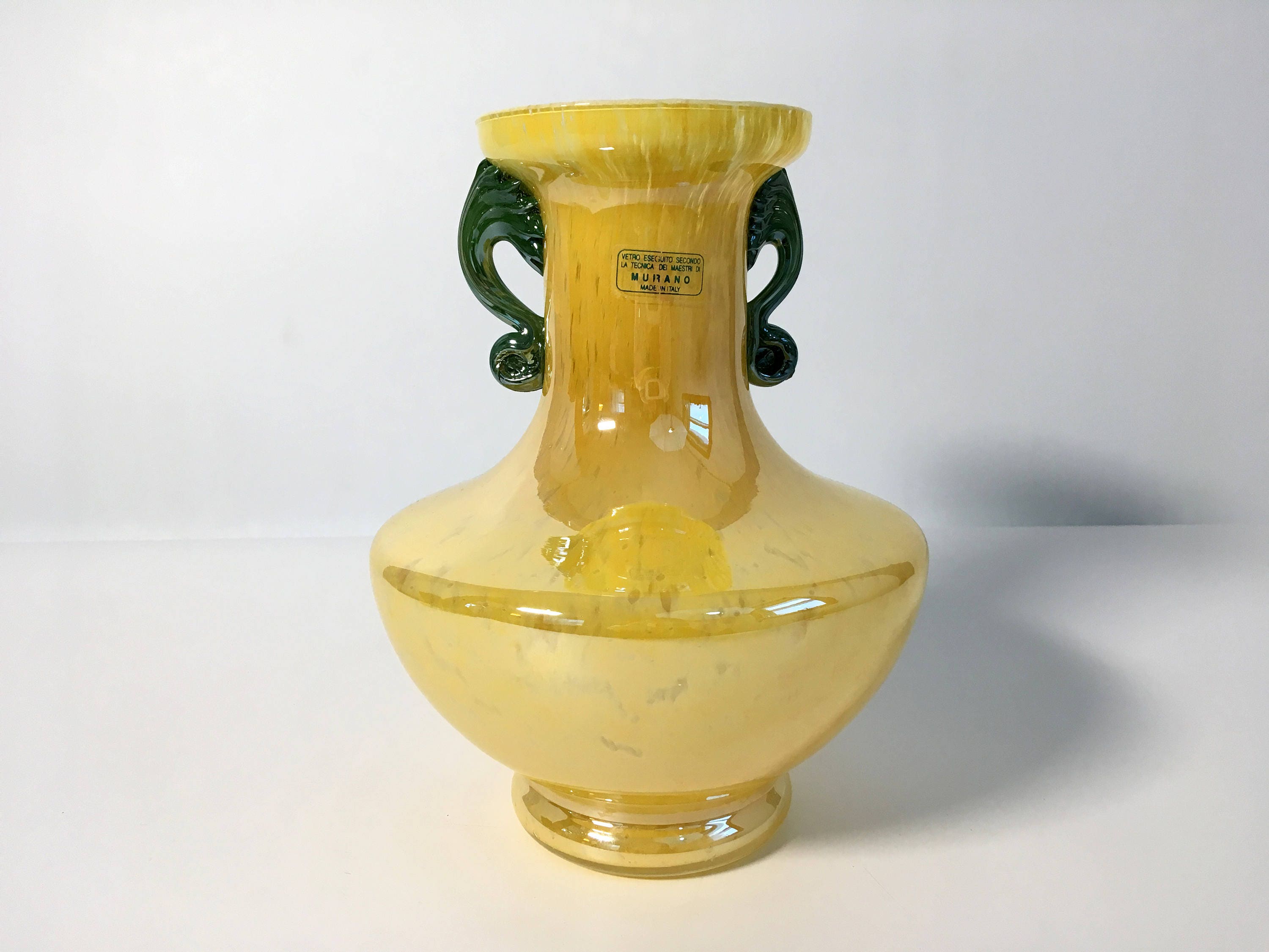 Murano Art Collection Ravello Ceramic Vase Yellow オブジェ、置き物