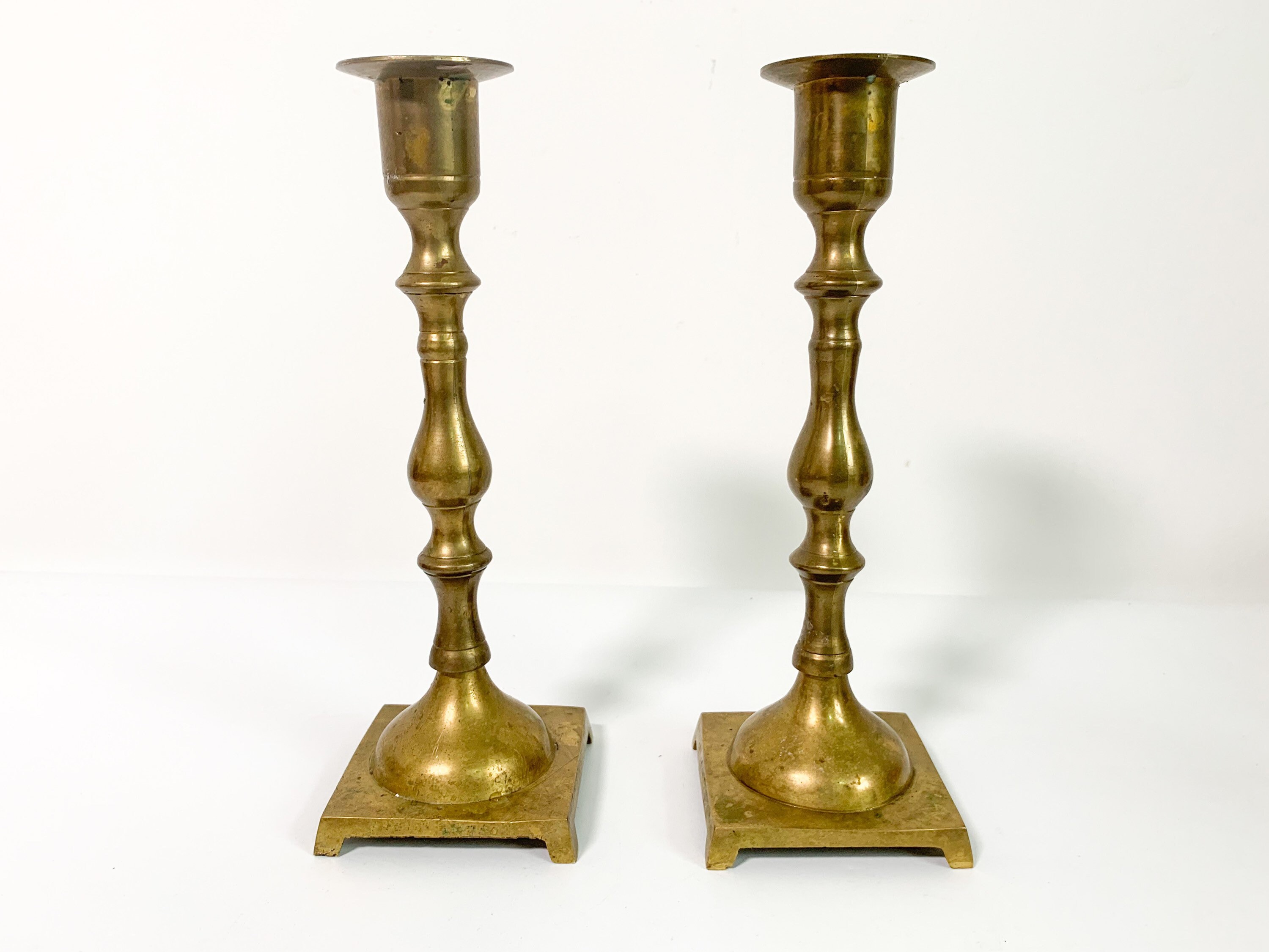 2 Vintage Brass Candlesticks Pair of Brass Candle Stands Tall Candlesticks