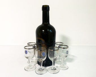 Vintage Schott Zweisel Cordial Glasses: Platinum Rim Europa Set, Original Box