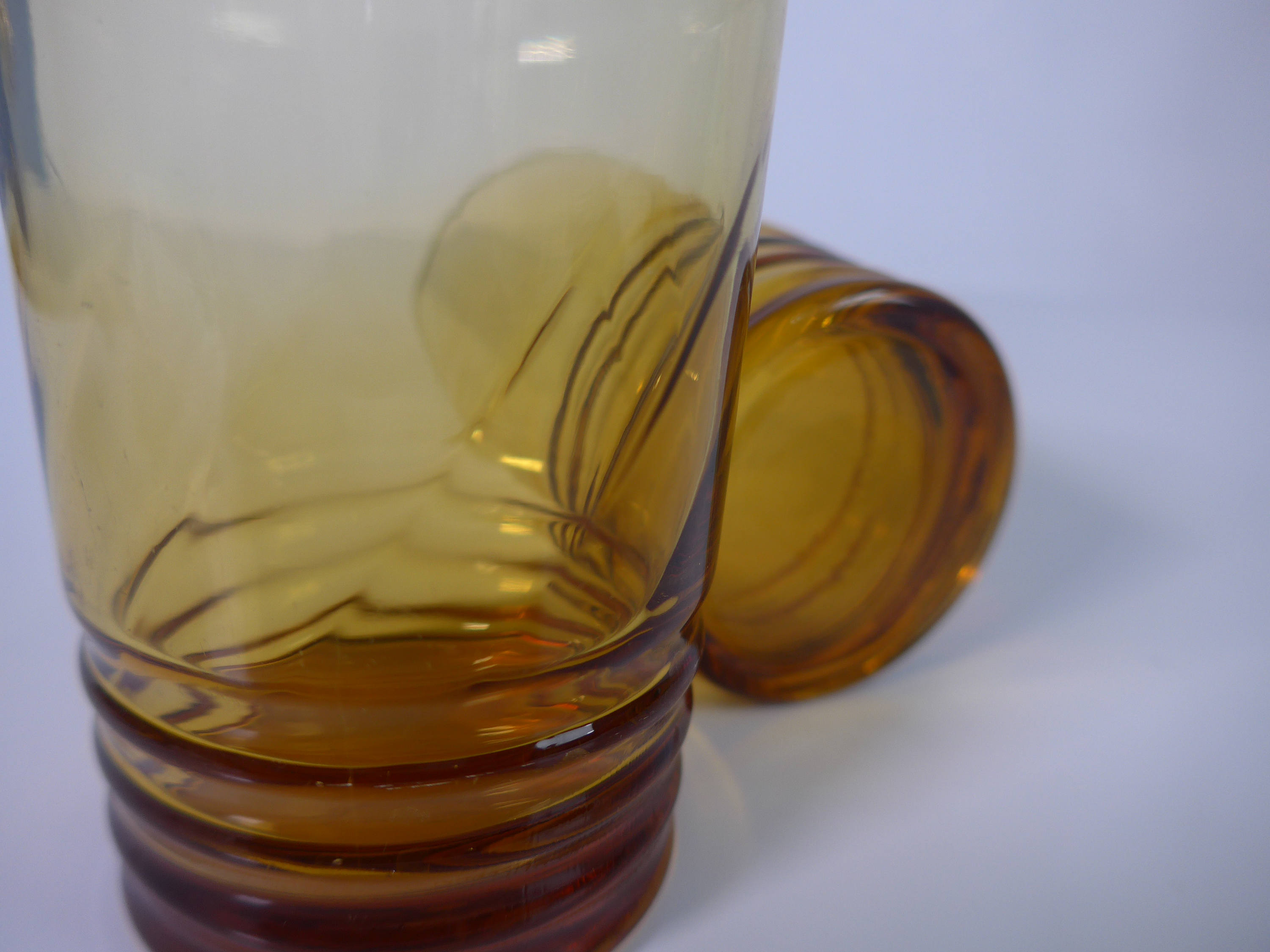 Set of 4 Vintage Libbey Honey Amber Malibu Gold Juice Glasses Ribbed