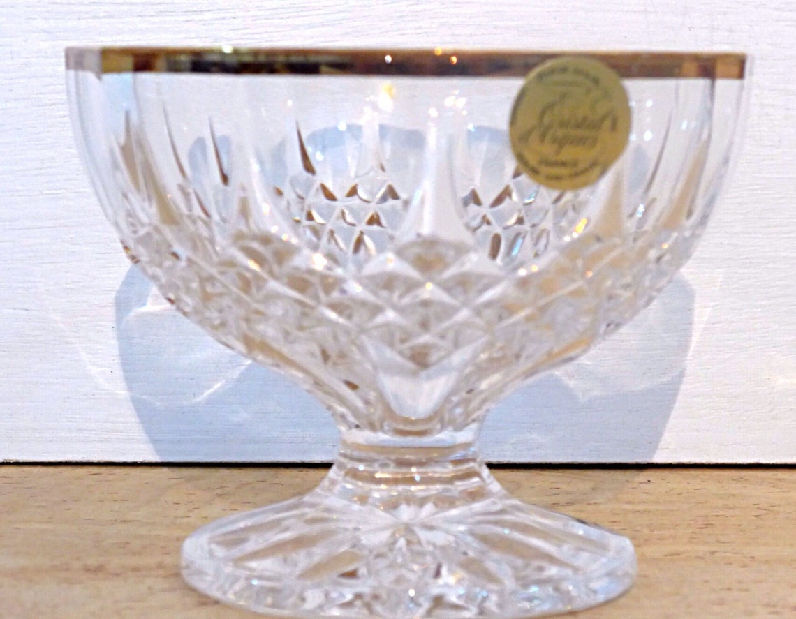 Vintage Lead Crystal Glass Bowl with 24K Gold Trim Cristal Etsy