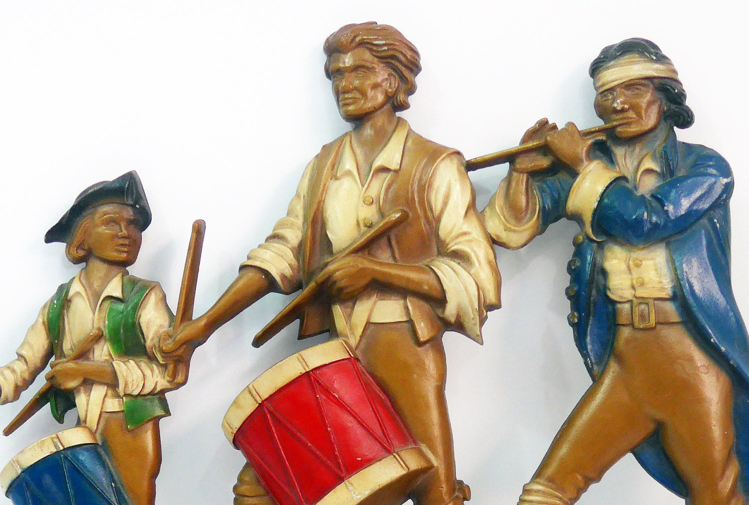 Vintage Sexton Large Metal Wall Hanging Fife And Drum Revolutionary War Colonial America Usa Scene