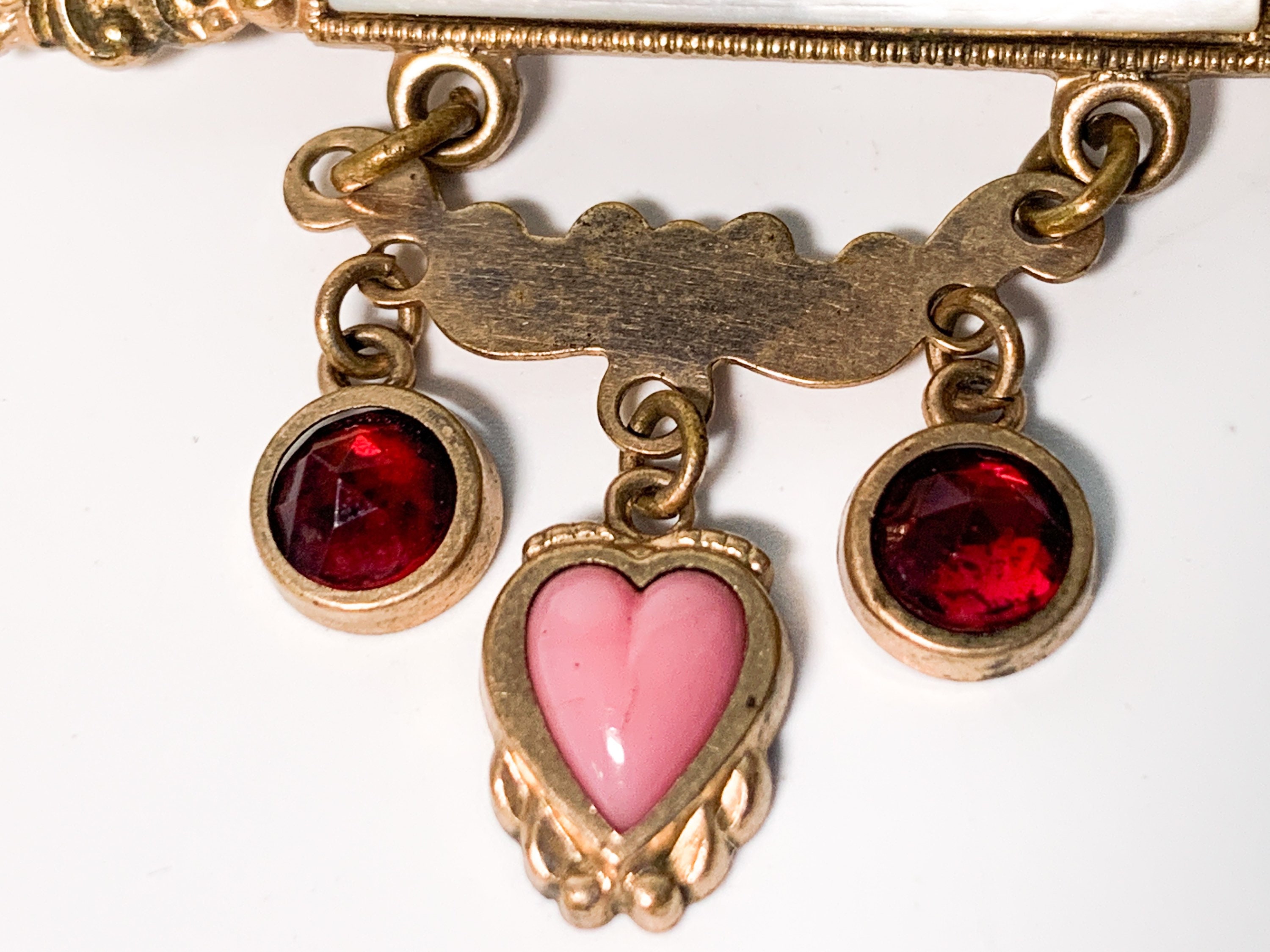 Vintage / Antique Costume Jewelry with Glass Bar Brooch Gold Tone w