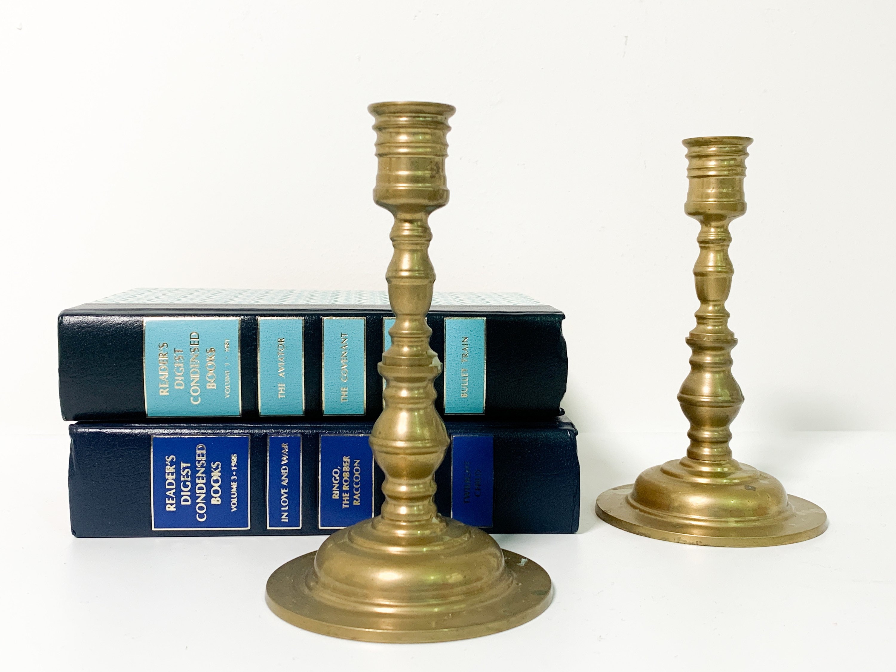 Matching Set of 2 of Brass Candle Stick Holders - Tall Brass