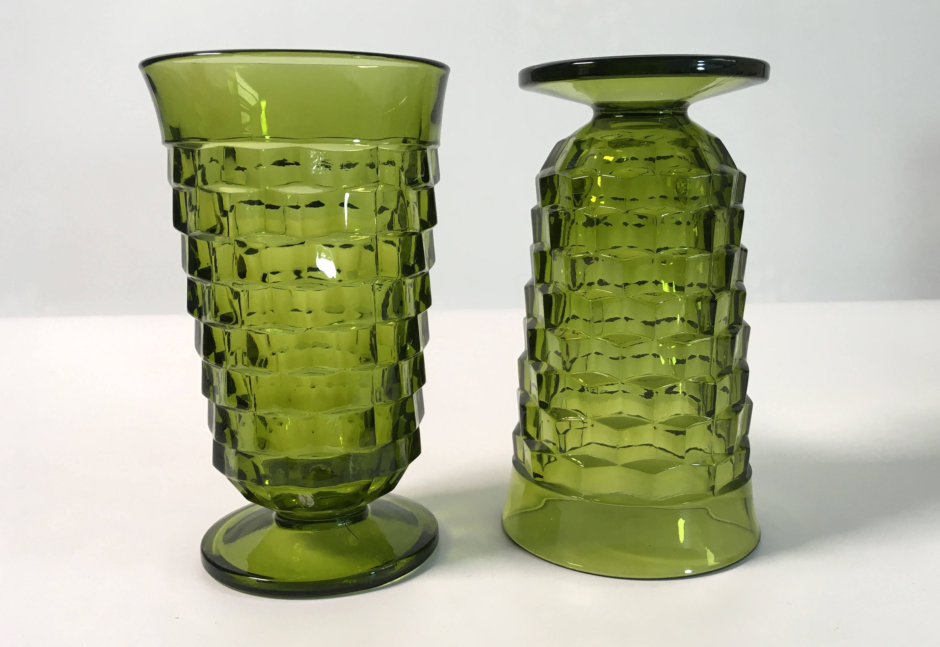 green drinking glasses vintage
