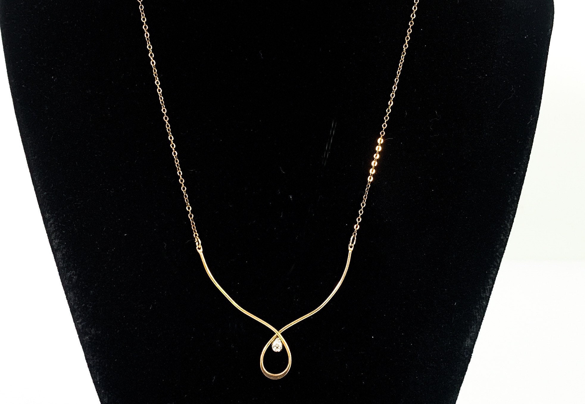 Vintage 14K Gold Fill & Diamond Choker Necklace Retro Avon Jewelry