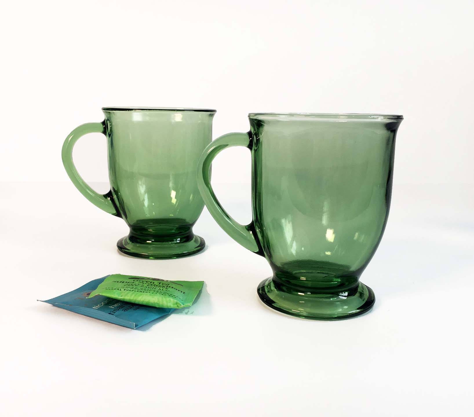 Green glass coffee sale cups