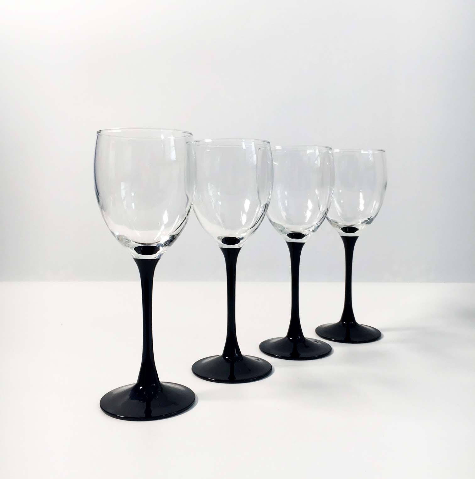 Vintage Black Stem Short Wine Glasses — Hoppe Shoppe