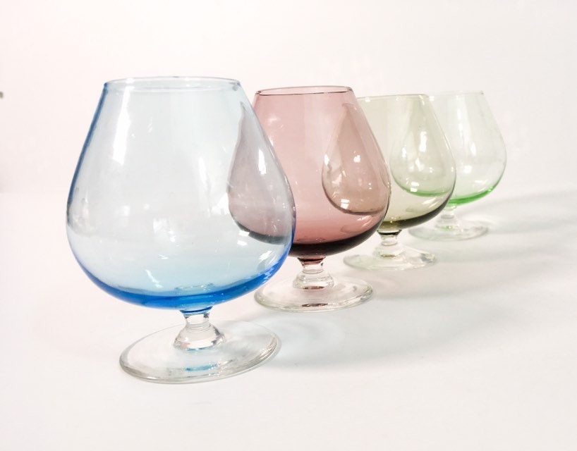 Vintage 1960s Blue Glass Brandy Snifters, Set of 4 – 2bModern