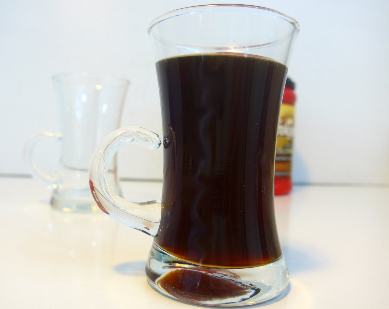 Vintage Pair Handblown Espresso Mugs Glass Set of 2 Demitasse Glasses