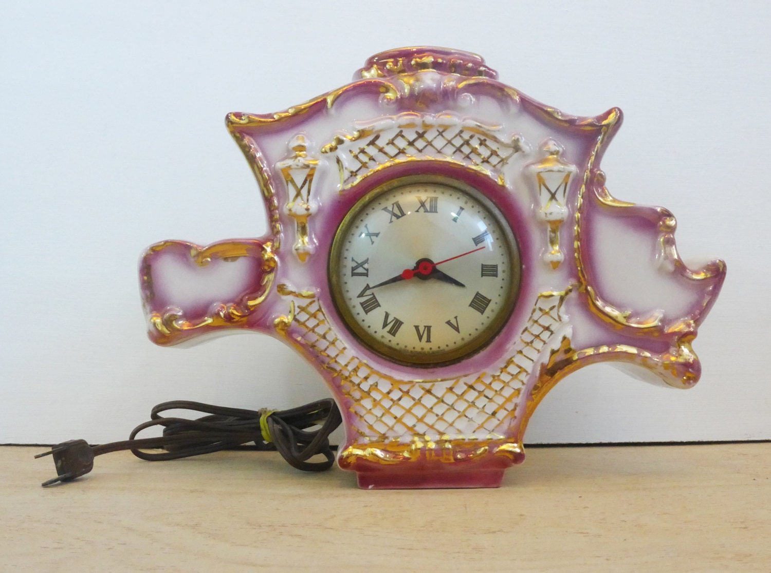 Vintage Sessions Pink Carriage Clock Working Princess Carriage Wall