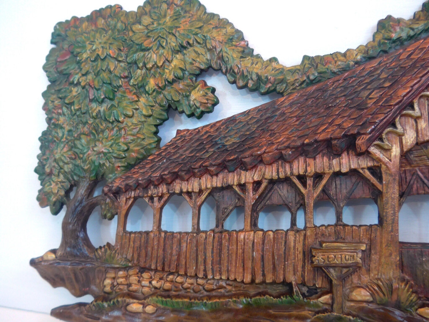 Vintage Sexton Large Metal Wall Hanging Country Scene - Dated 1972