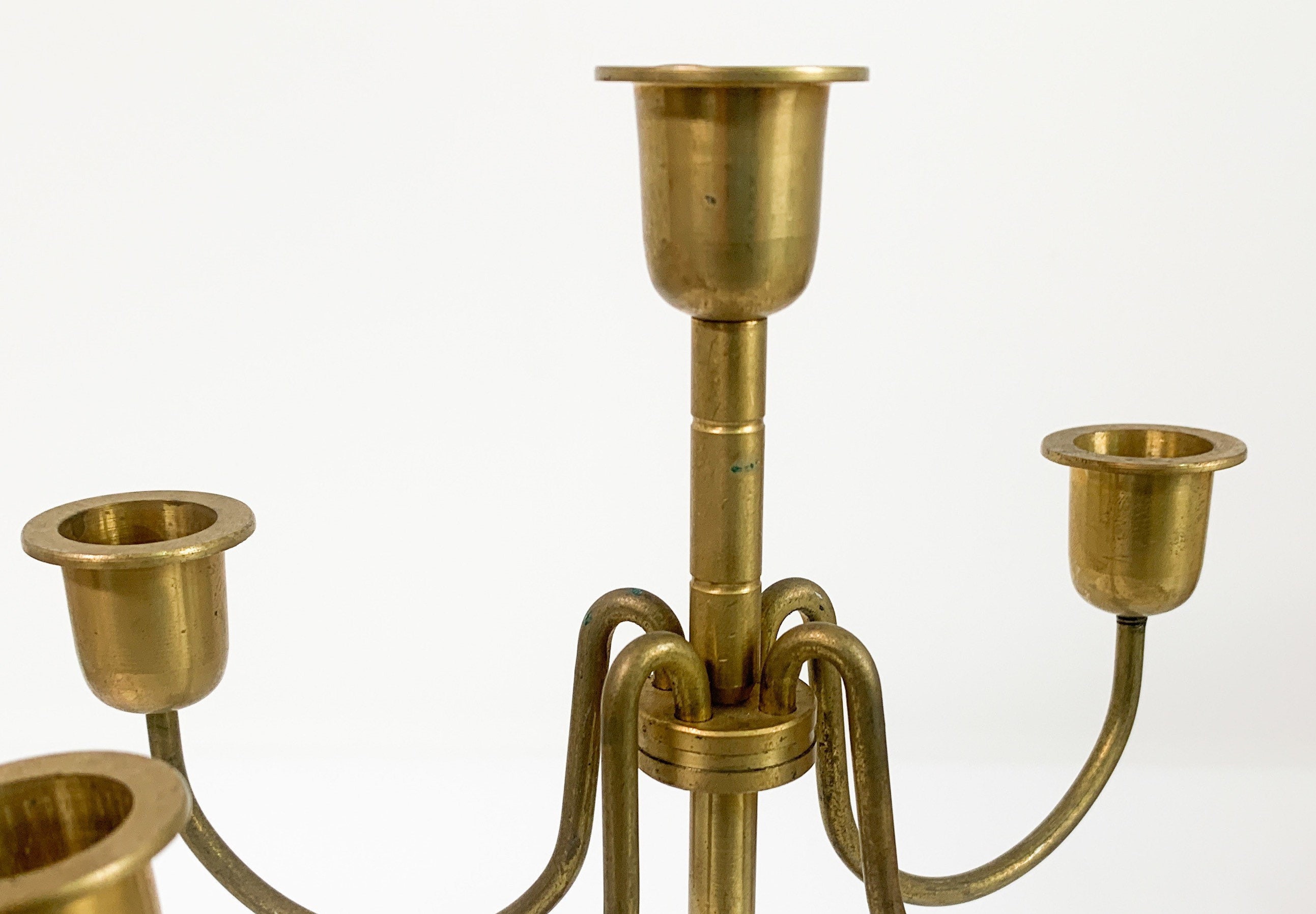 Vintage Pair of Brass Candle Holders Set of 2 4 Arm 5 Candle Candleabra Candlesticks