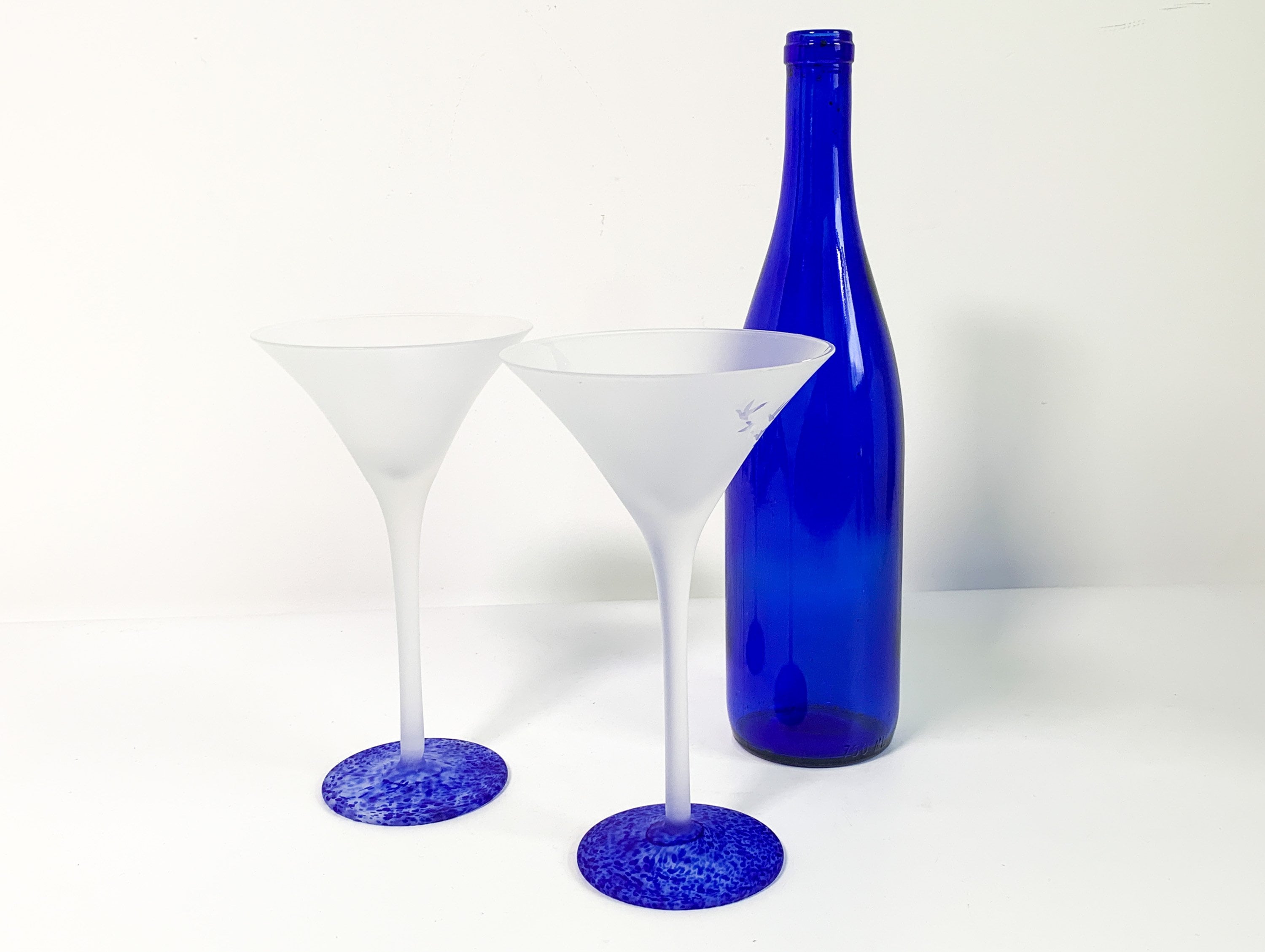 Vintage Pair of 2 Grey Goose Vodka / Cocktail / Martini Glasses