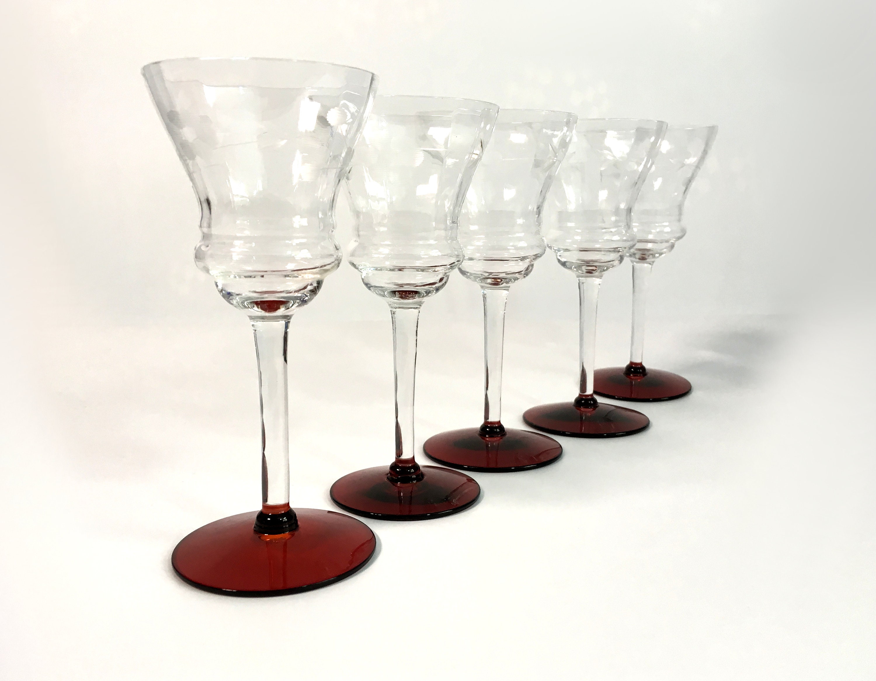 Buy the 5 Clear Crystal Short Stem Wine Glasses