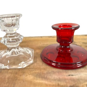 Vintage Glass Candleholders Mix 2nd Time Around Collection 6 Retro Colorful Home Decor Candlestick Holders Depression Era thru Mid Century image 4