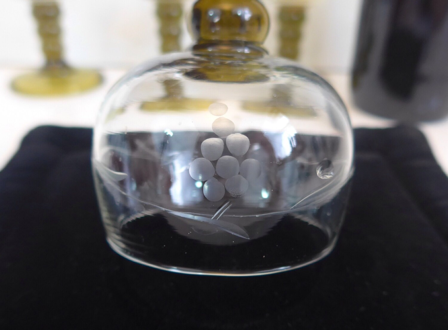 4 Vintage Roemer Austrian Wine Glasses Set of 4 Green Stem Clear Bowl