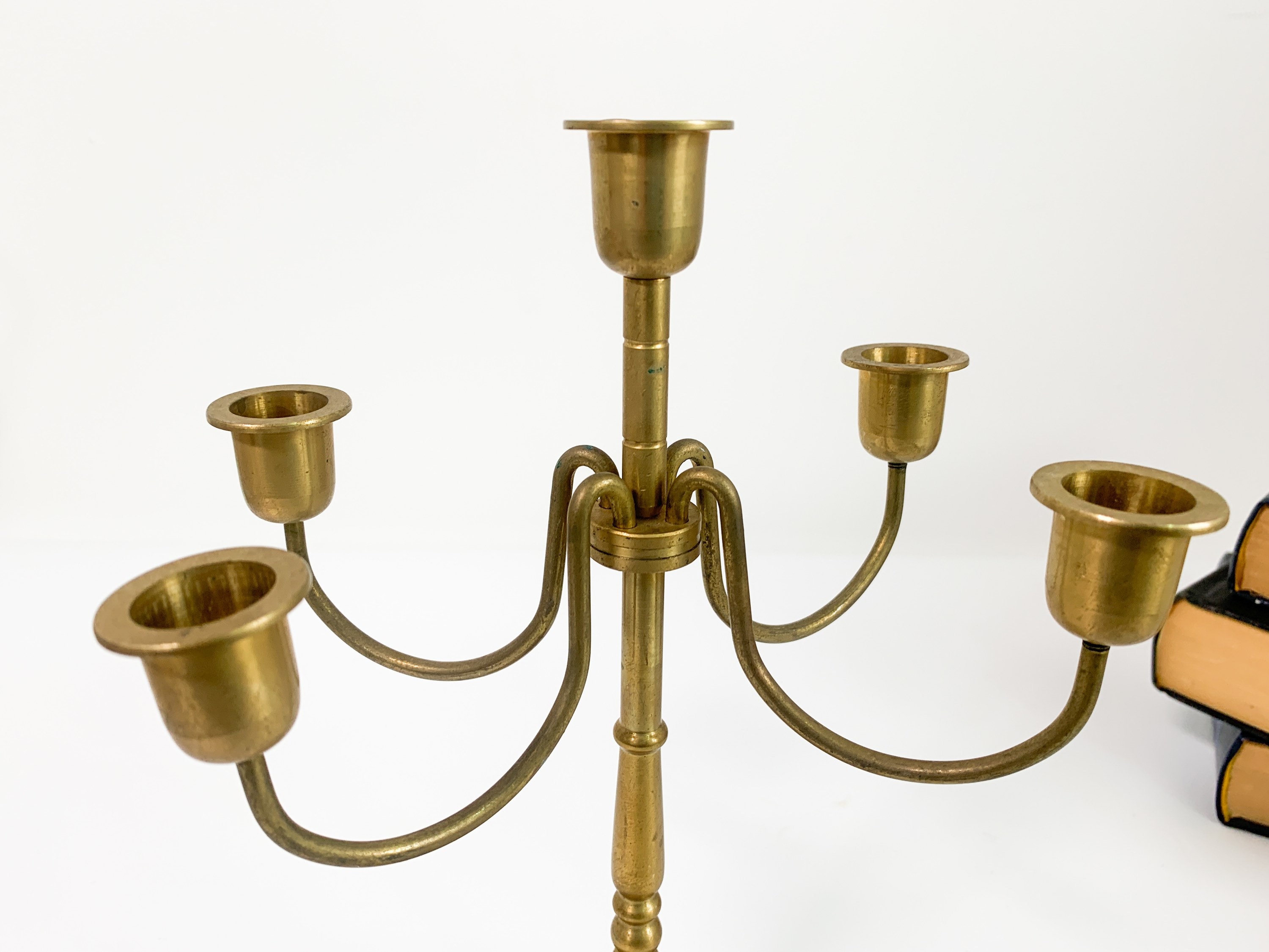 Vintage Pair of Brass Candle Holders Set of 2 4 Arm 5 Candle