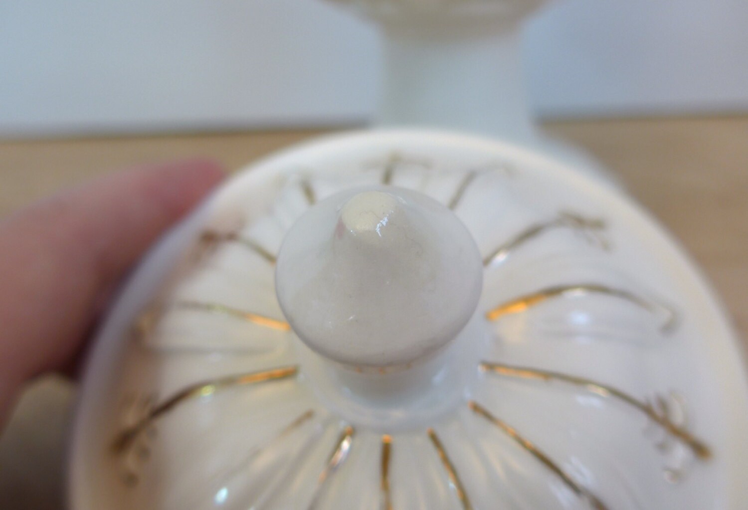 Arnel's Pottery Pedestal Jar with Lid Tall Ivory Apothecary Jar Pink