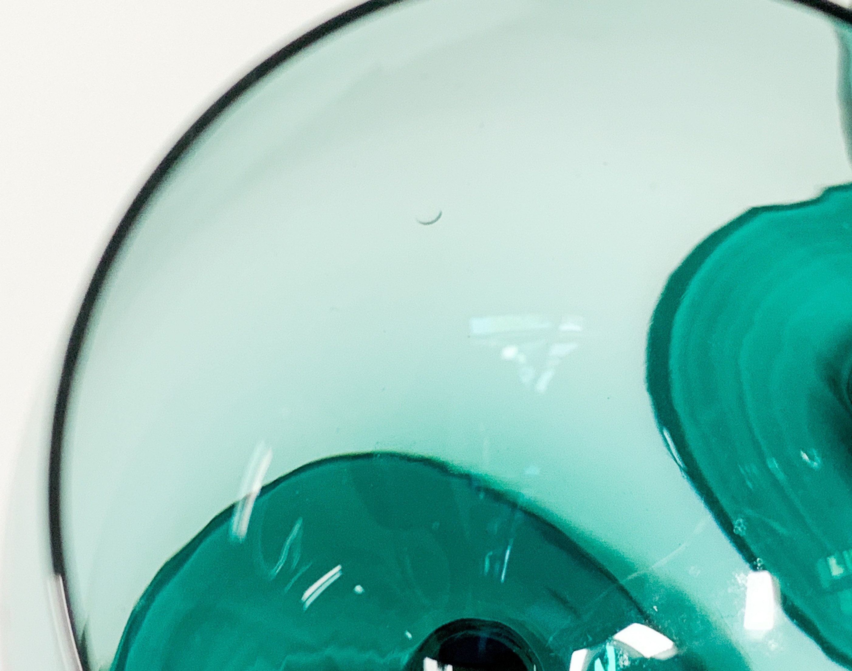 Vintage Aqua Green Wine Glasses Set of 4 Teal Green Hand Blown Wine