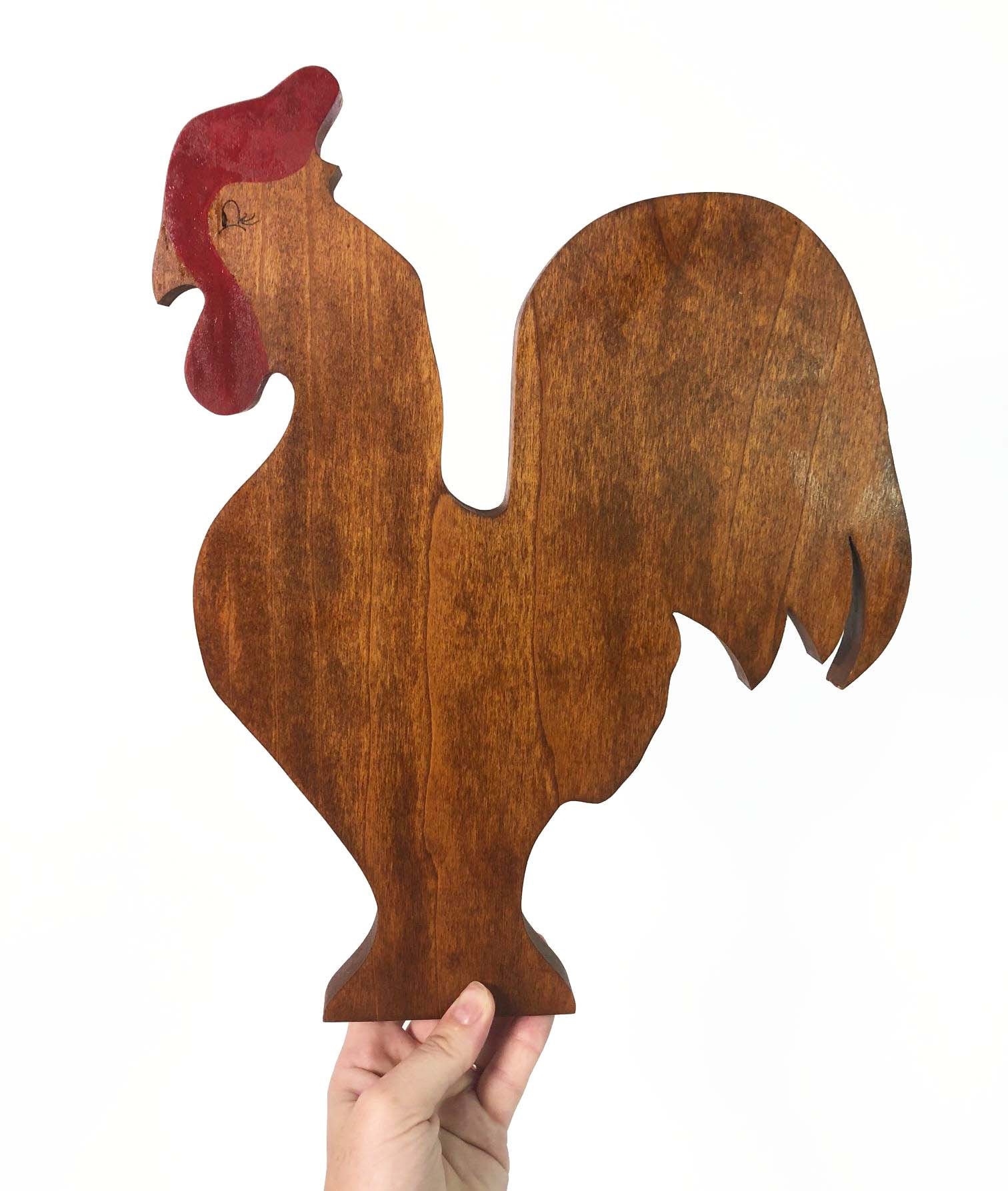 Vintage Wood Rooster Chicken Wall Hanging Home Decor Wood Shabby or Folk Art Cottage Chic
