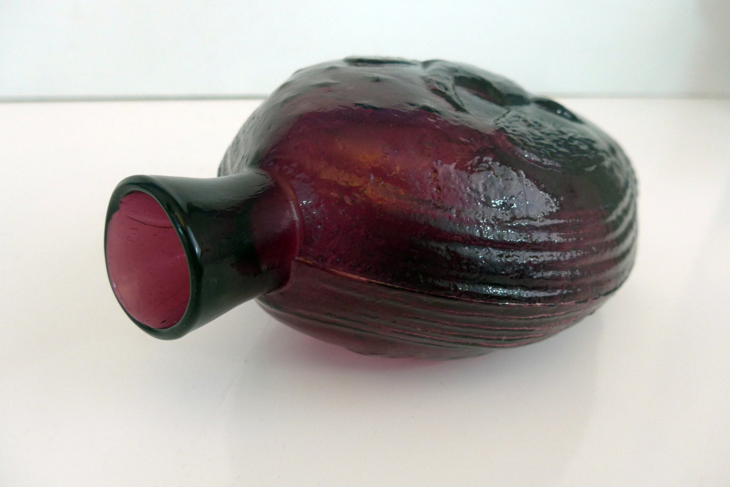 Clevenger Brothers Amethyst Glass Flask Grapes Eagle Purple Mold