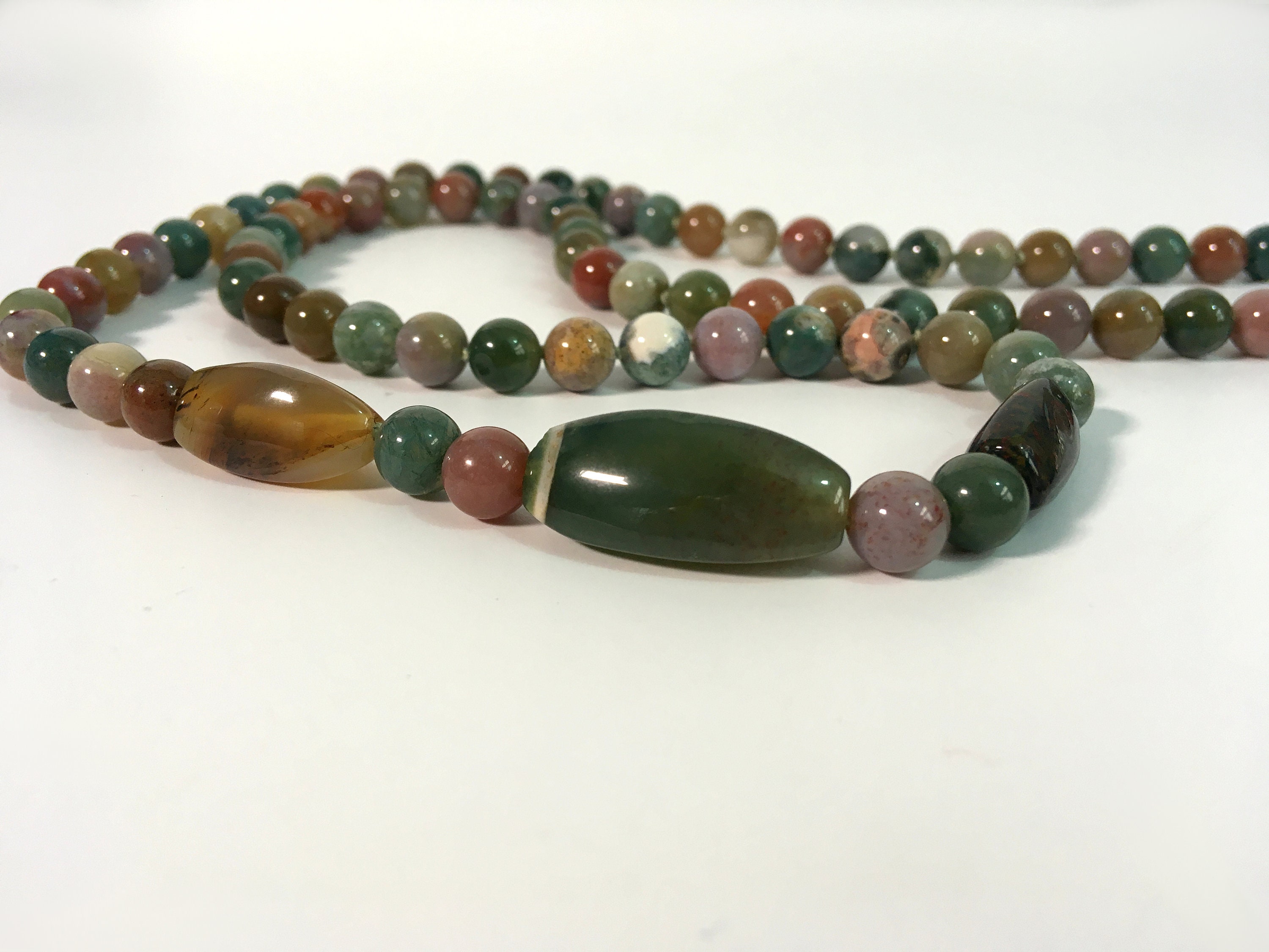 Vintage Long Multi Colored Semi Precious Stone Necklace - Vintage 32 ca ...