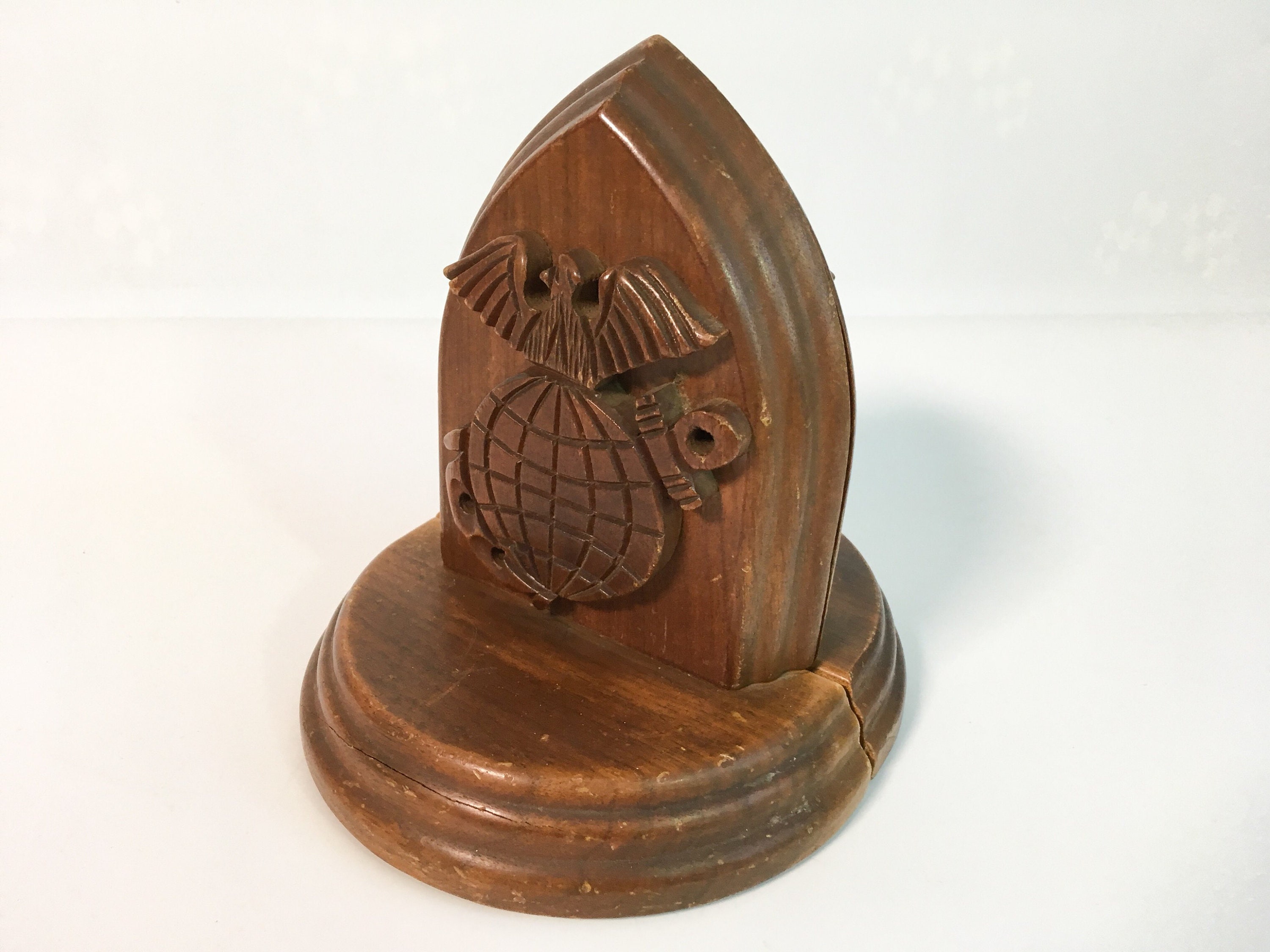 Vintage 2 Wood Nautical Bookends Pair of Carved Wood Bookends Two
