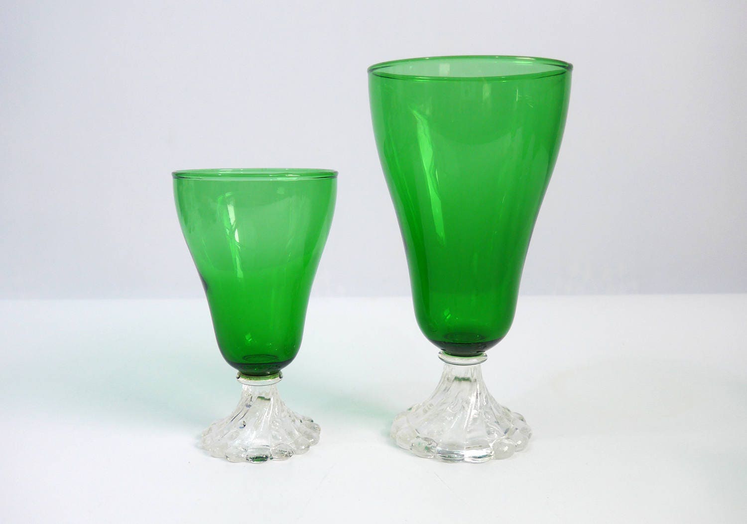 Set of 7 Vintage BurpleGreen Glasses Anchor Hocking Dark Green