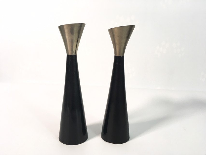 Pair Vintage Mod Candlestick Holders