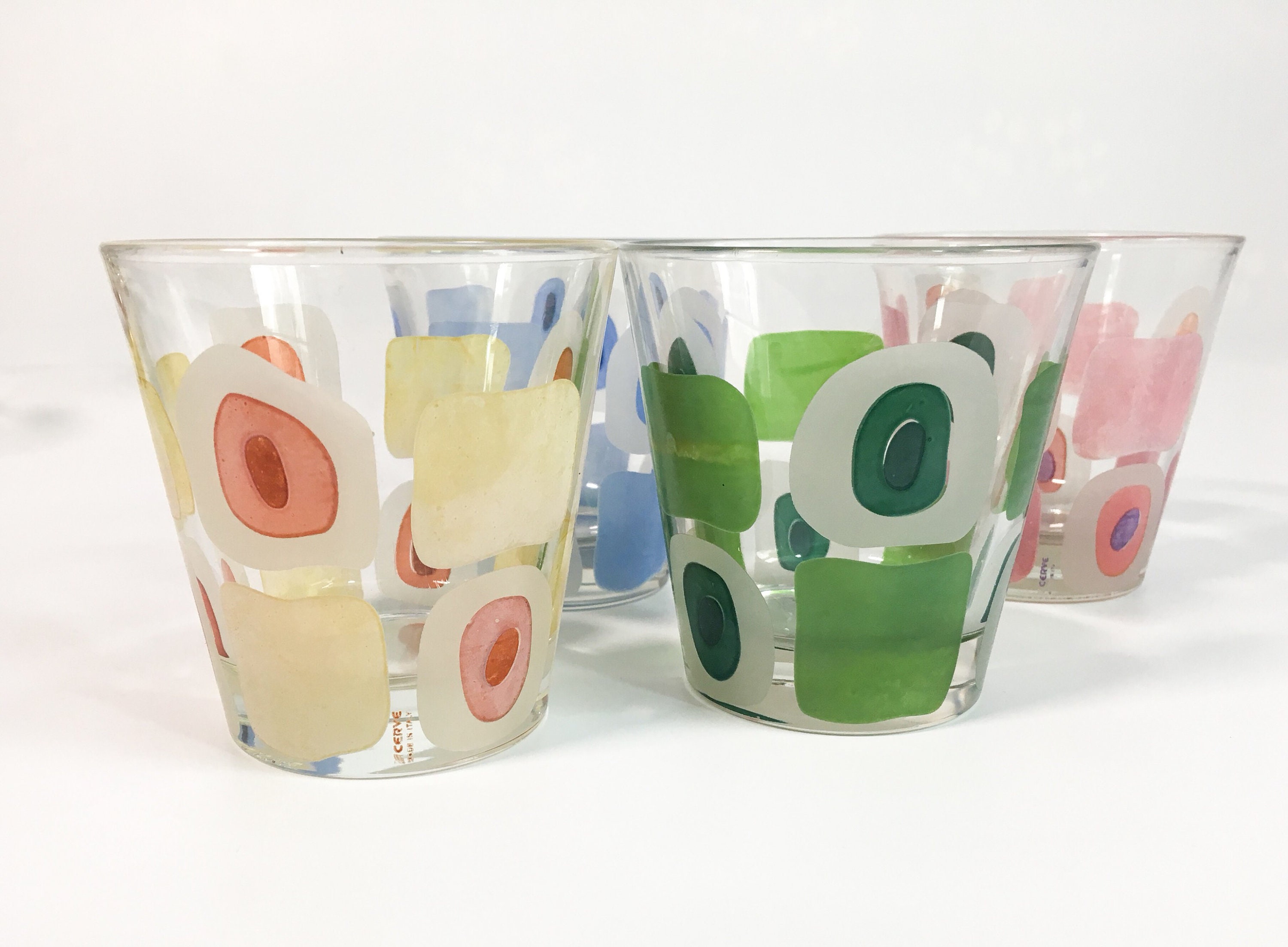 Vintage Set of 4 Cerve Cocktail Glasses Atomic Barware Glasses