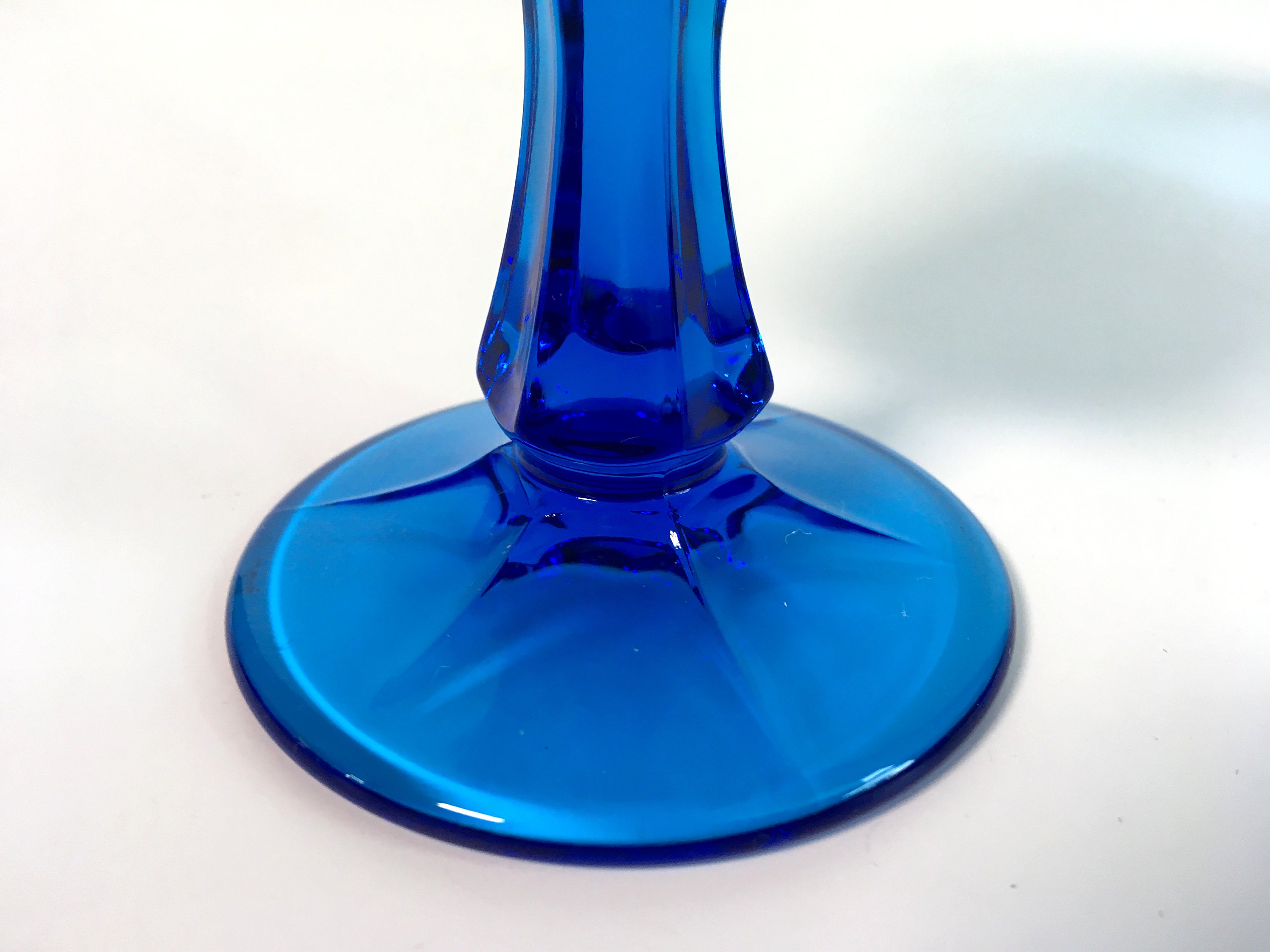 RESERVED FOR EILEEN Vintage Set of 8 Blue Noritake Perspective Glass