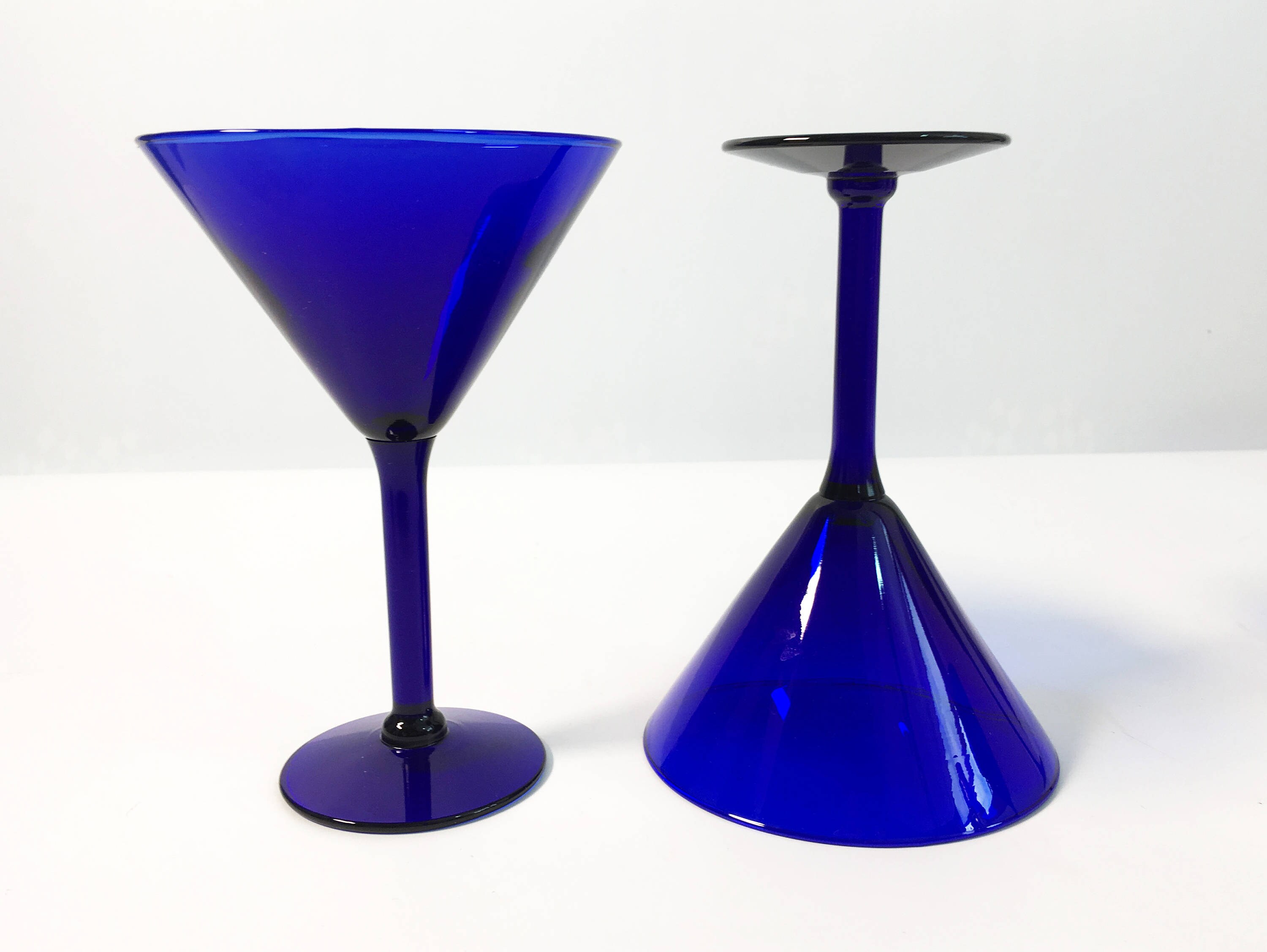 4 Vintage Blue Martini Glasses Set of 4 Cobalt Blue Glass Martini