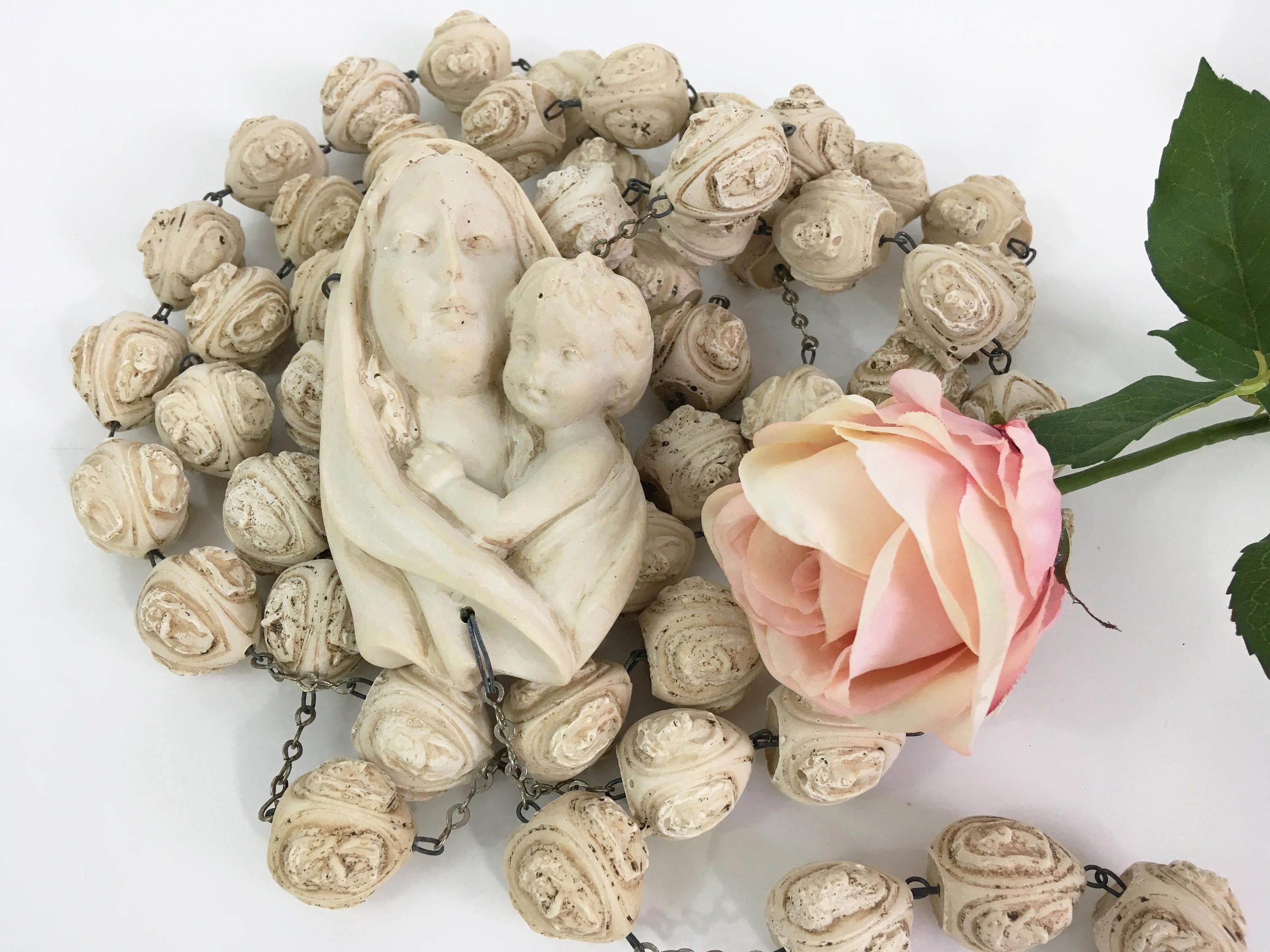 LARGE Retro Wall Rosary - Vintage Abstract Resin Rosary - Beads w