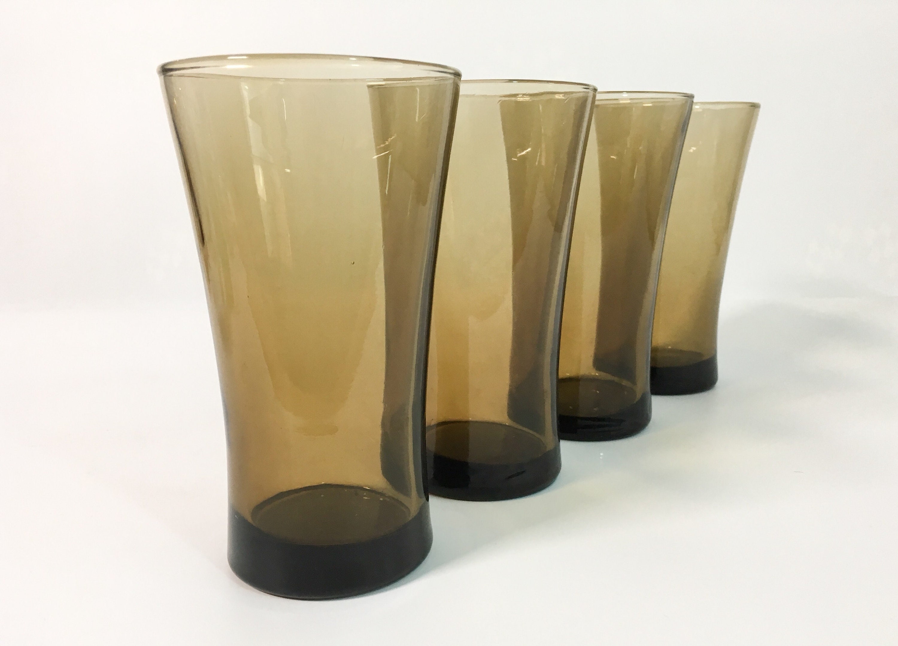 vintage deep amber Swedish tall drinking glasses