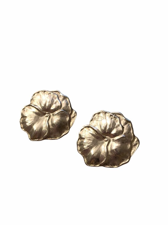 Vintage Sterling Silver Flower Earrings - Flower … - image 10