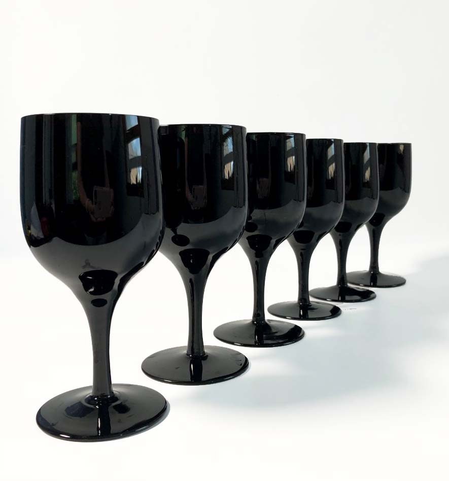 Vintage Black Stem Short Wine Glasses — Hoppe Shoppe