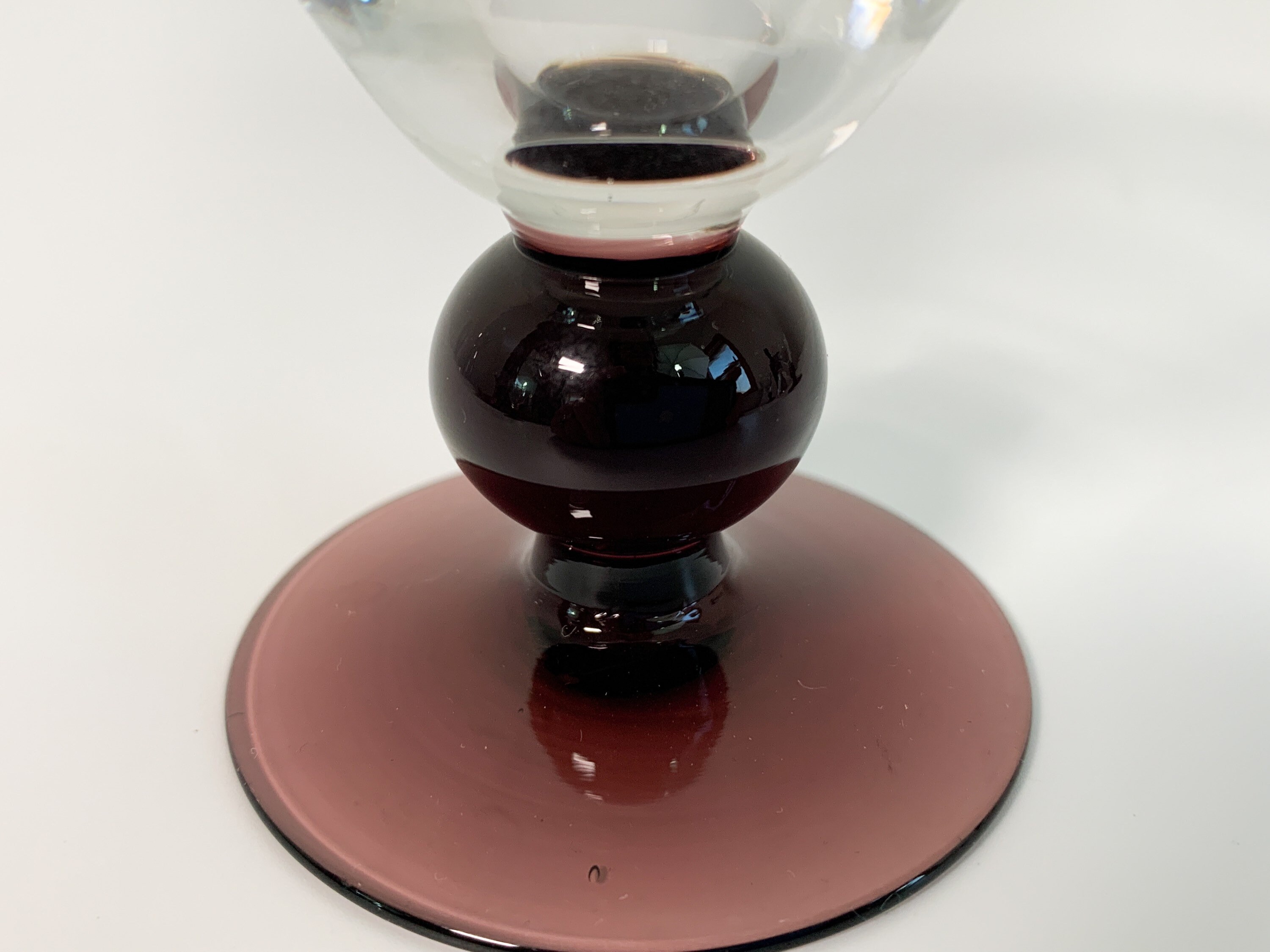 6 Vintage Purple Base Cordial Cocktail Glasses Set of Six Liquor