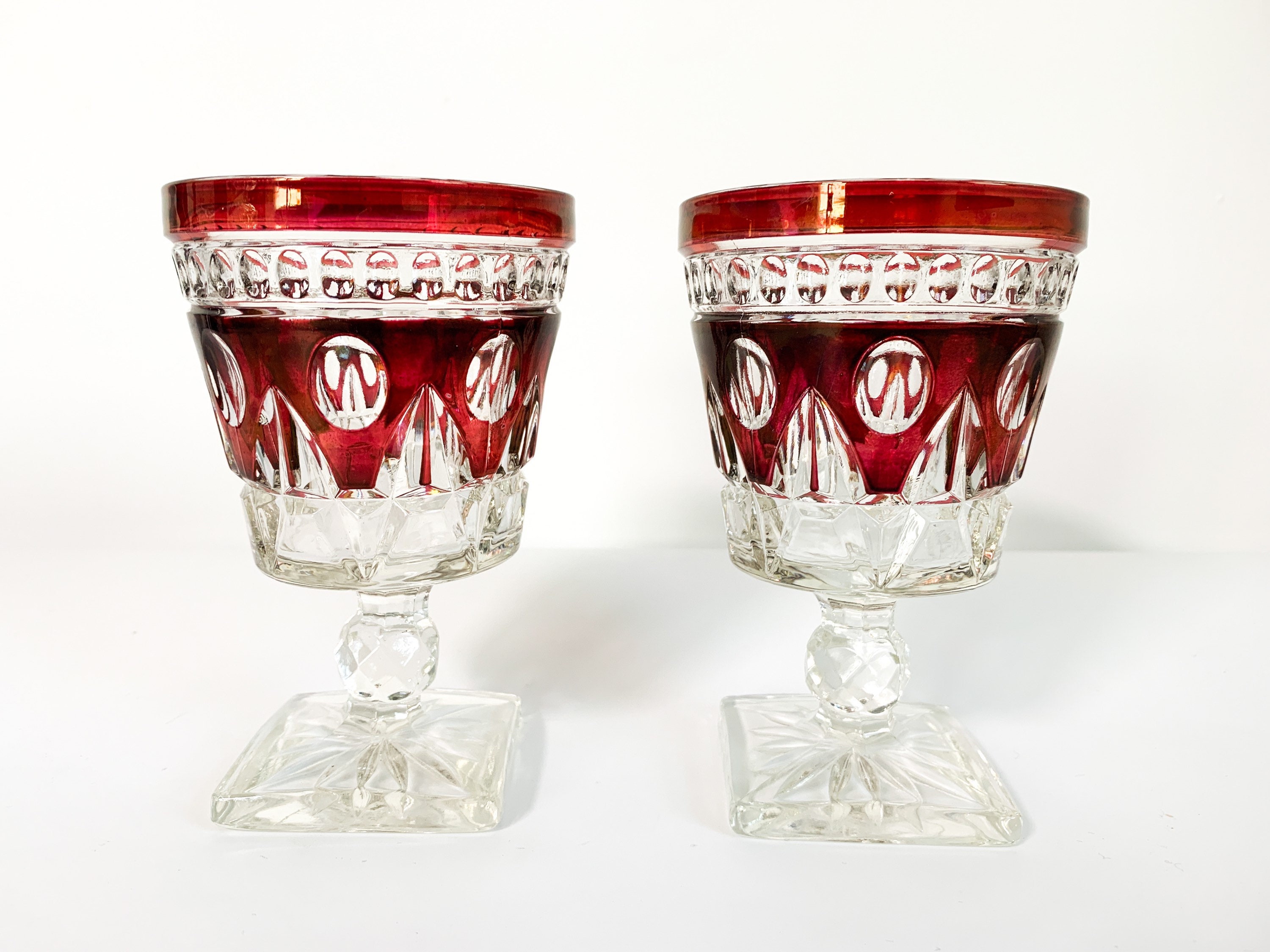ANTIQUE INDIANA GLASSWARE, BEAUTIFUL RUBY RED GOBLETS
