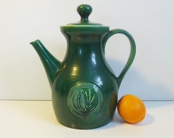 Red Wing Pottery Butter Mold LARGE Stoneware Pitcher w/ Lid - Green Mid century Pitcher by Ernest Sohn circa 1950 - 1960s Green Butter Mold