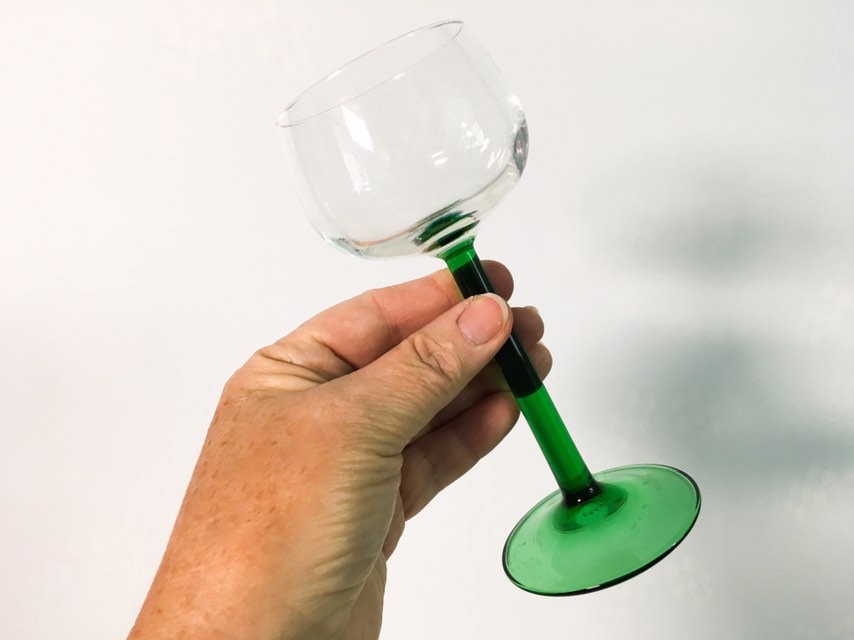 6 Alsatian wine glasses with green stems – Chez Pluie